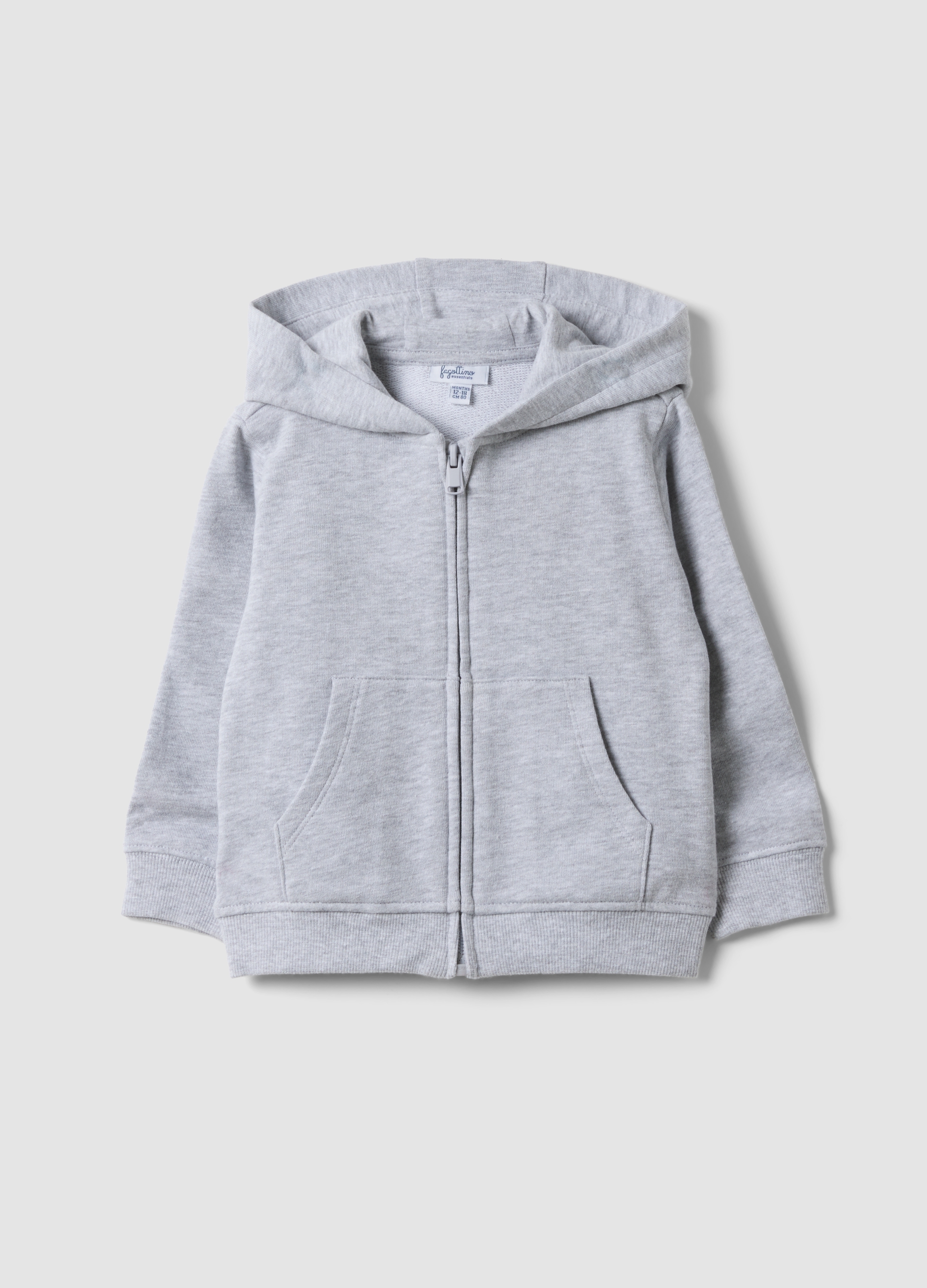 FAGOTTINO, Felpa Grigia Con Cappuccio In Puro Cotone Organico Regular Fit Per Bimbo, Bambino, Grigio, Taglia: 12-18