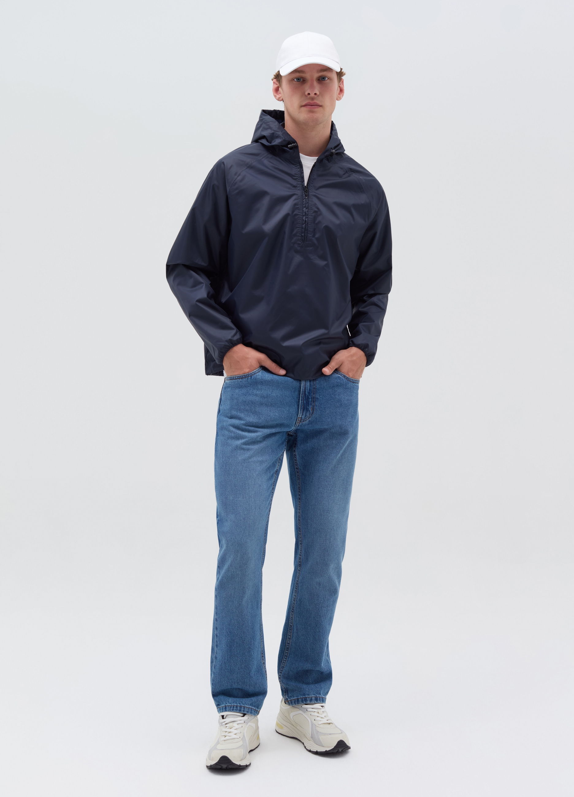 OVS , Giacca Essential Impermeabile Half-zip, Uomo, Blu, Taglia: S