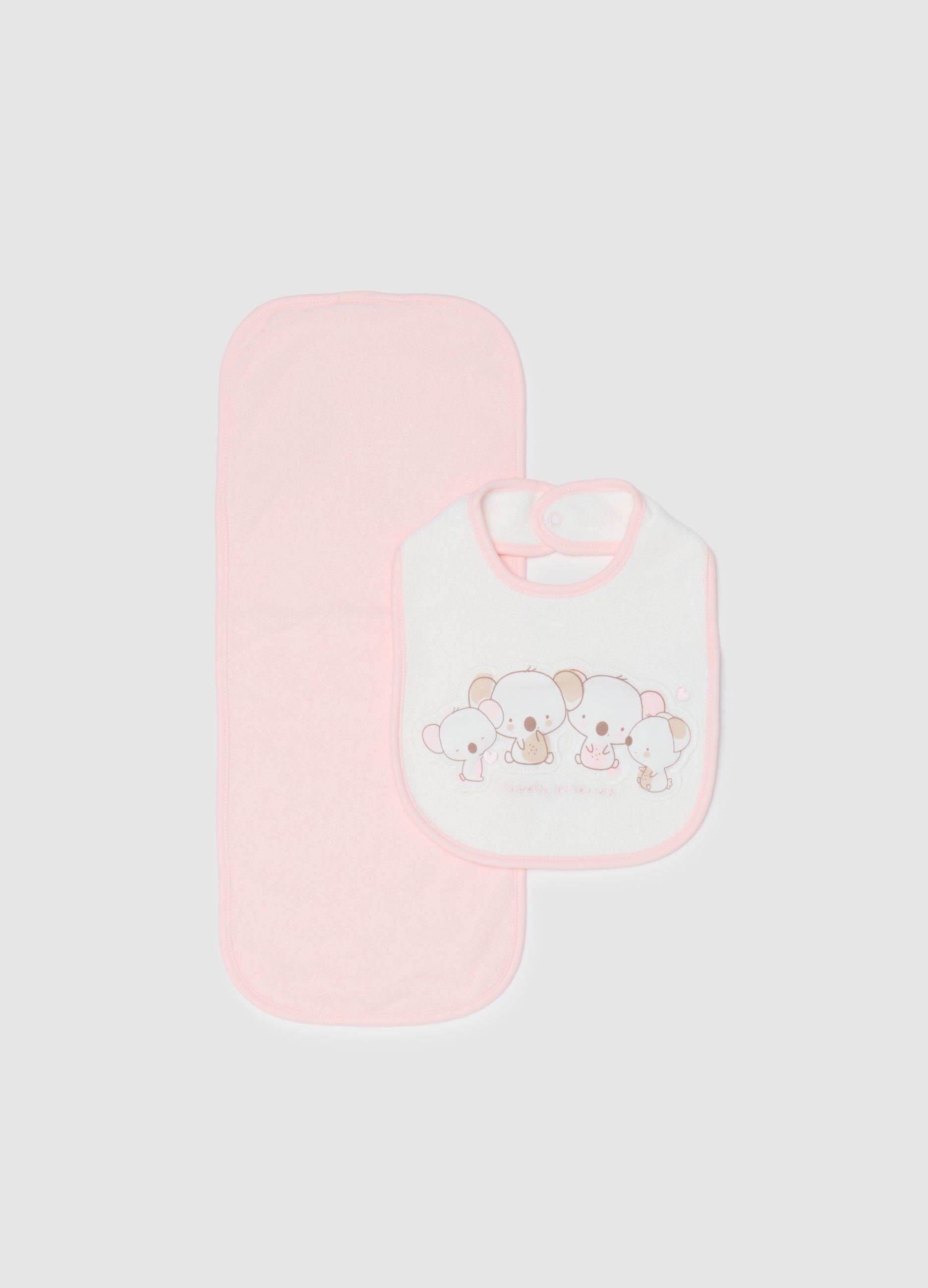 Set De Babero Y Paño Para Bebé De Puro Algodón Multicolor, Bebé Niño, Pink/White, Talla: FASUL