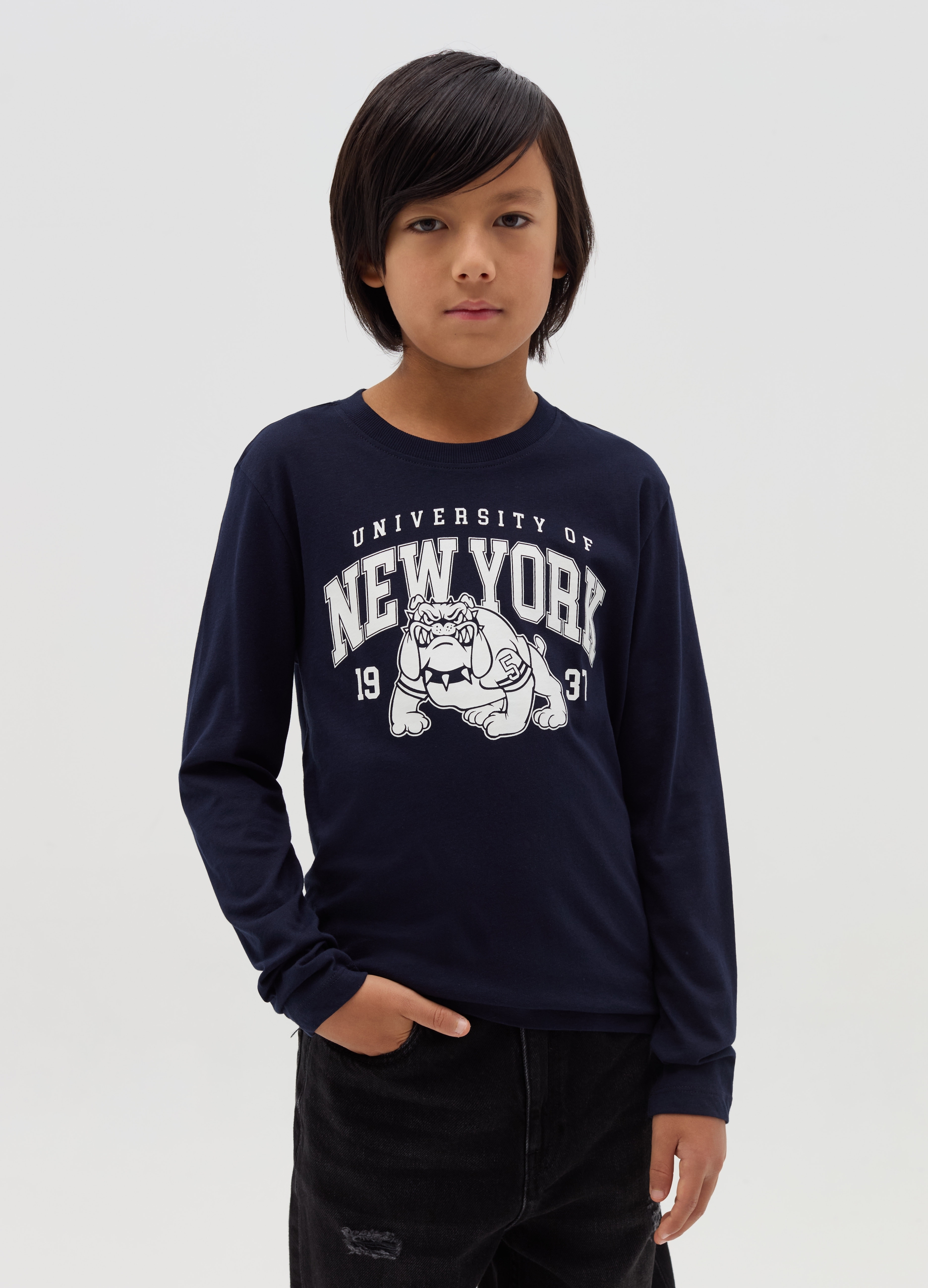 OVS KIDS, T-shirt A Maniche Lunghe Con Stampa, Bambino, Giallo, Taglia: 13-14