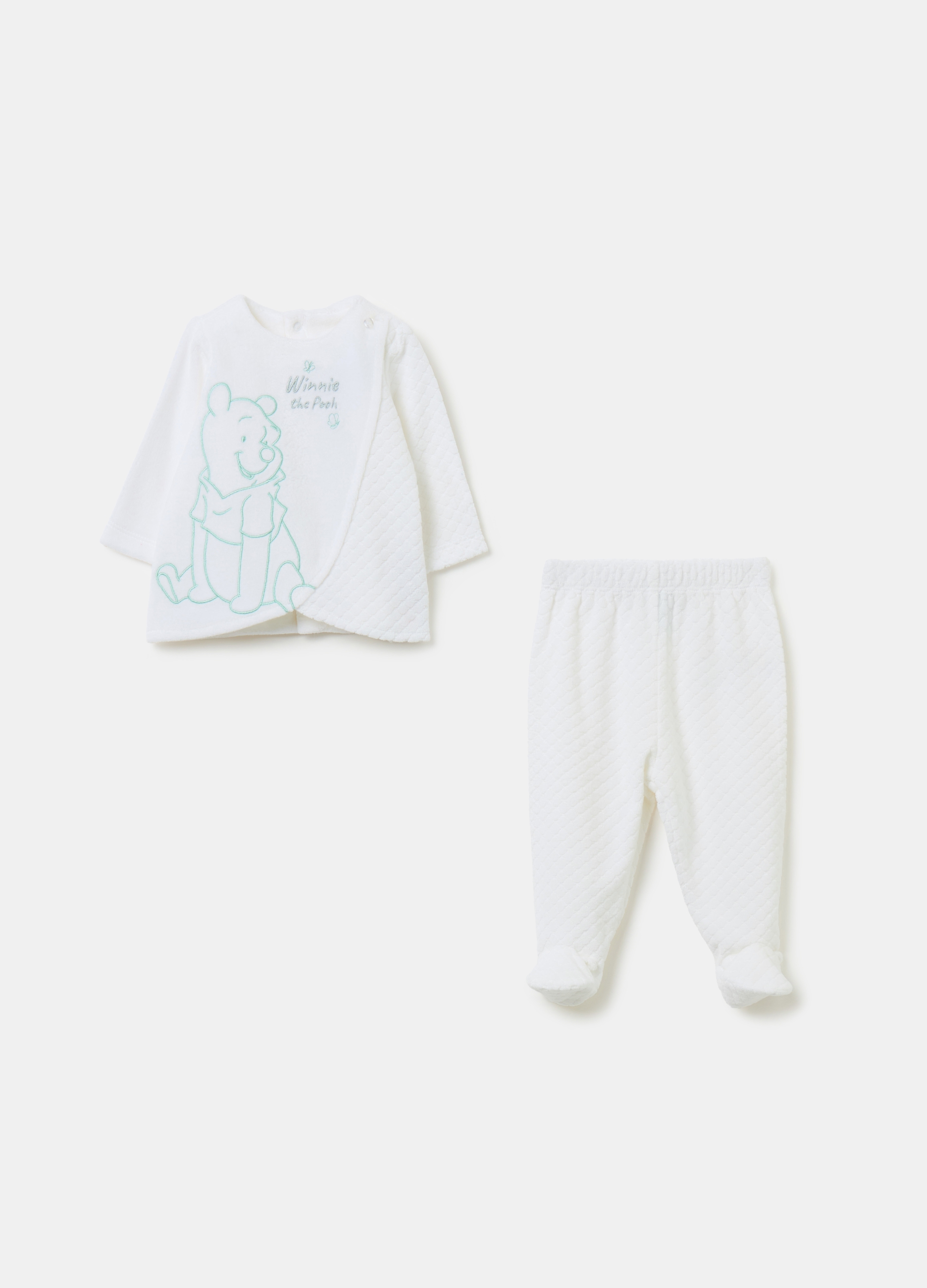 FAGOTTINO, Set In Velour Con Ricamo Winnie The Pooh, Neonata, Bianco, Taglia: 0-1
