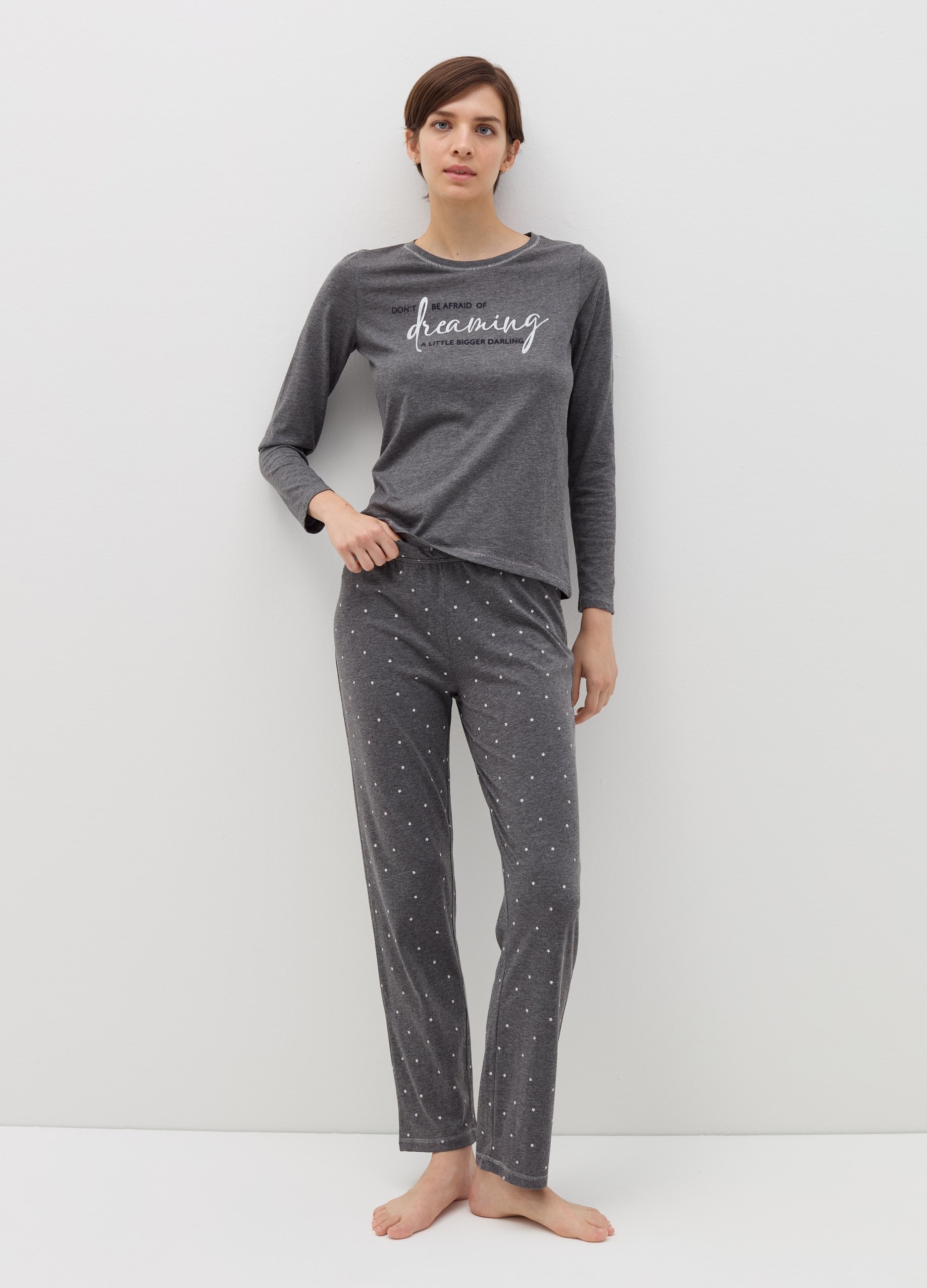 OVS, Pantalone Pigiama Stampa Stelline, Donna, Grigio, Taglia: S