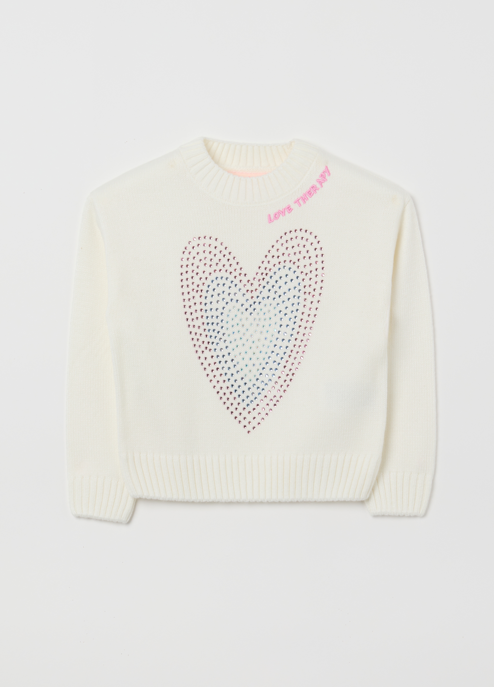 Jersey Blanco Regular Para Niña Con Diamantes, Niña, Blanco suave, Talla: 7-8