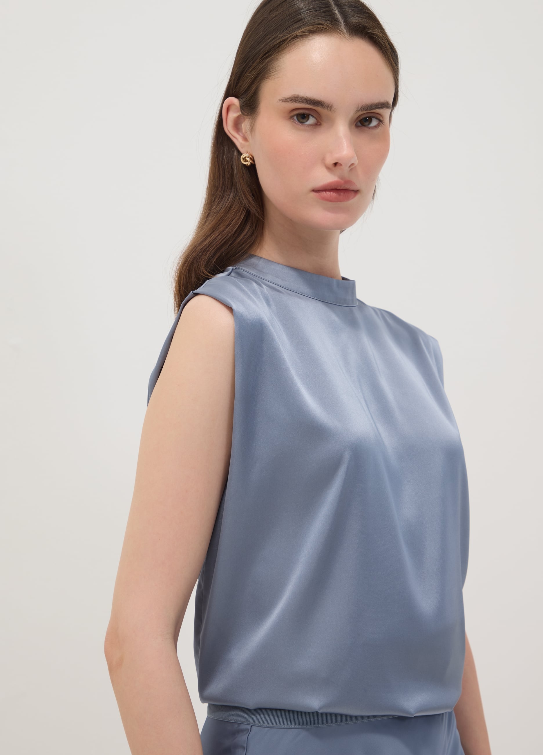 OVS, Top Grigio In Tessuto Elasticizzato Con Collo Alto, Donna, Grigio, Taglia: XXL