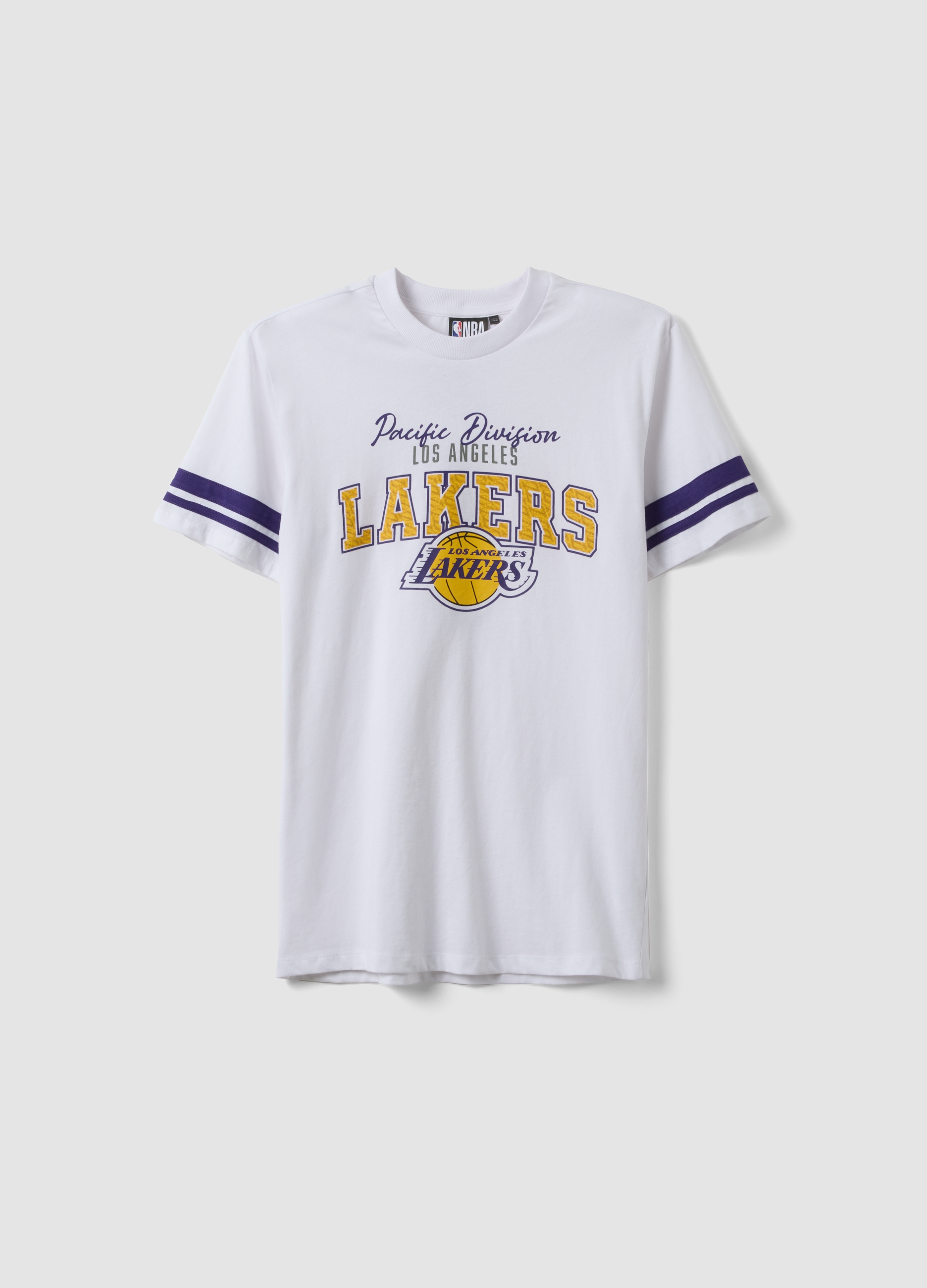 NBA, Camiseta Blanca De Chico En Puro Algodón Con Ajuste Relajado Y Estampados Lakers, Niño, Blanco óptico, Talla: 12-13