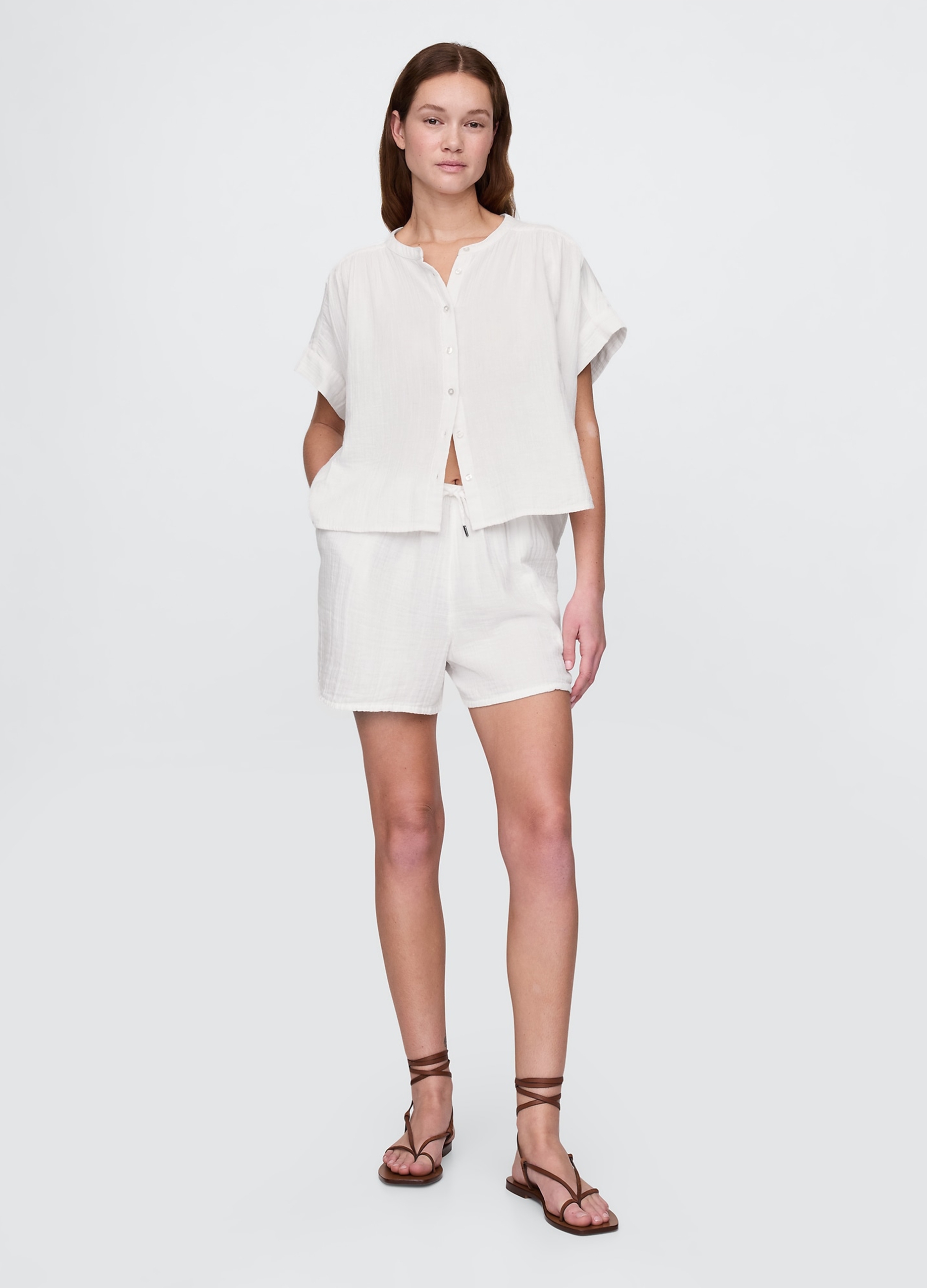 GAP, Shorts In Puro Cotone, Donna, Bianco, Taglia: XS