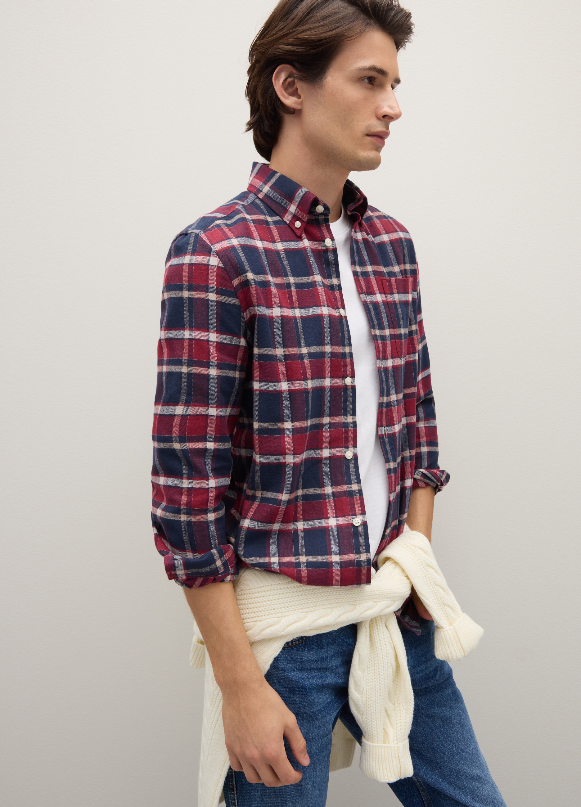 PIOMBO, Camicia Maniche Lunghe Multicolor In Puro Cotone Regular Fit A Quadri, Uomo, Multicolor, Taglia: S