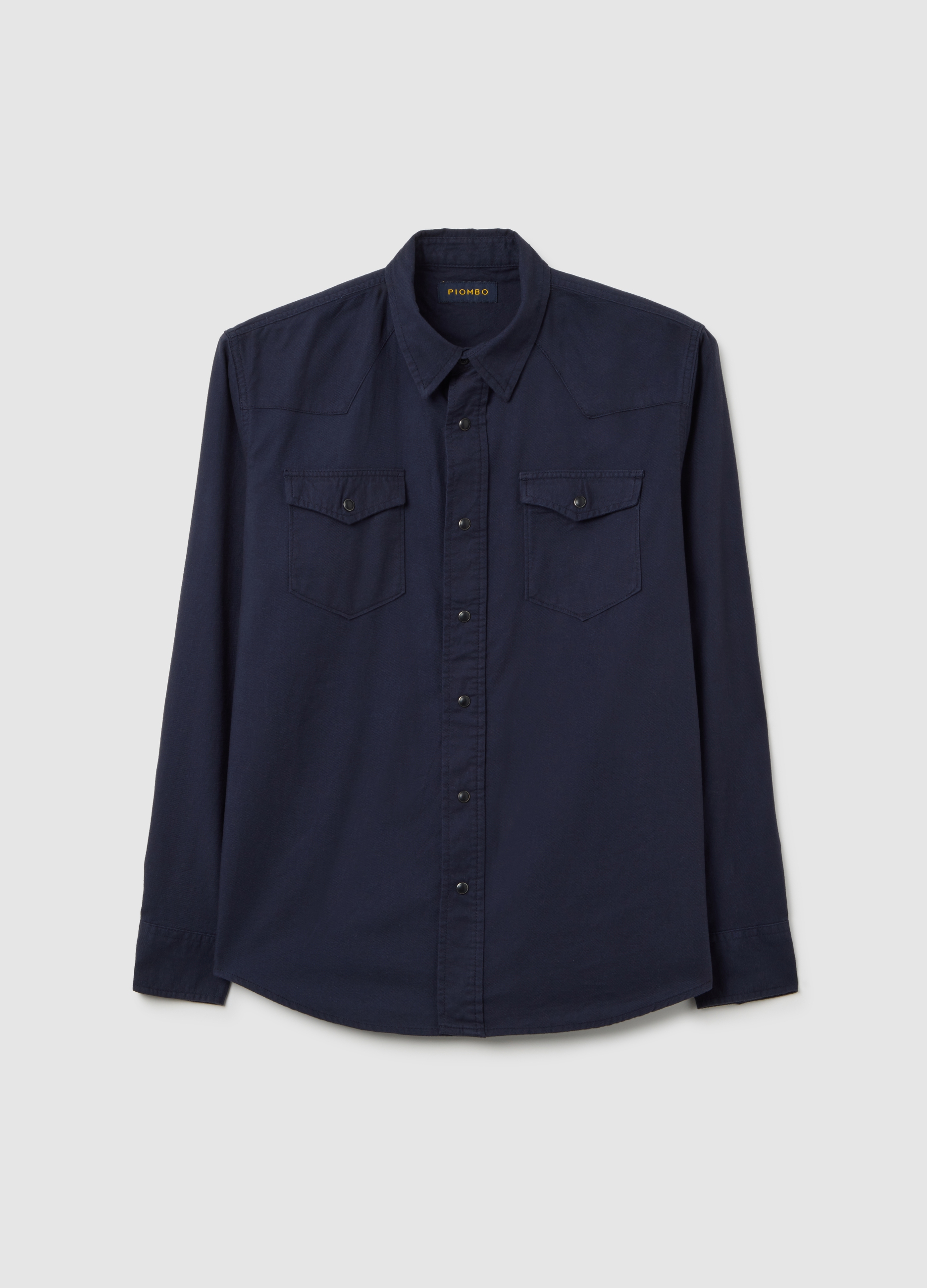 Camicia In Puro Cotone E Flanella Blu Regular Fit, Hombre, Blu Bluette, Talla: L