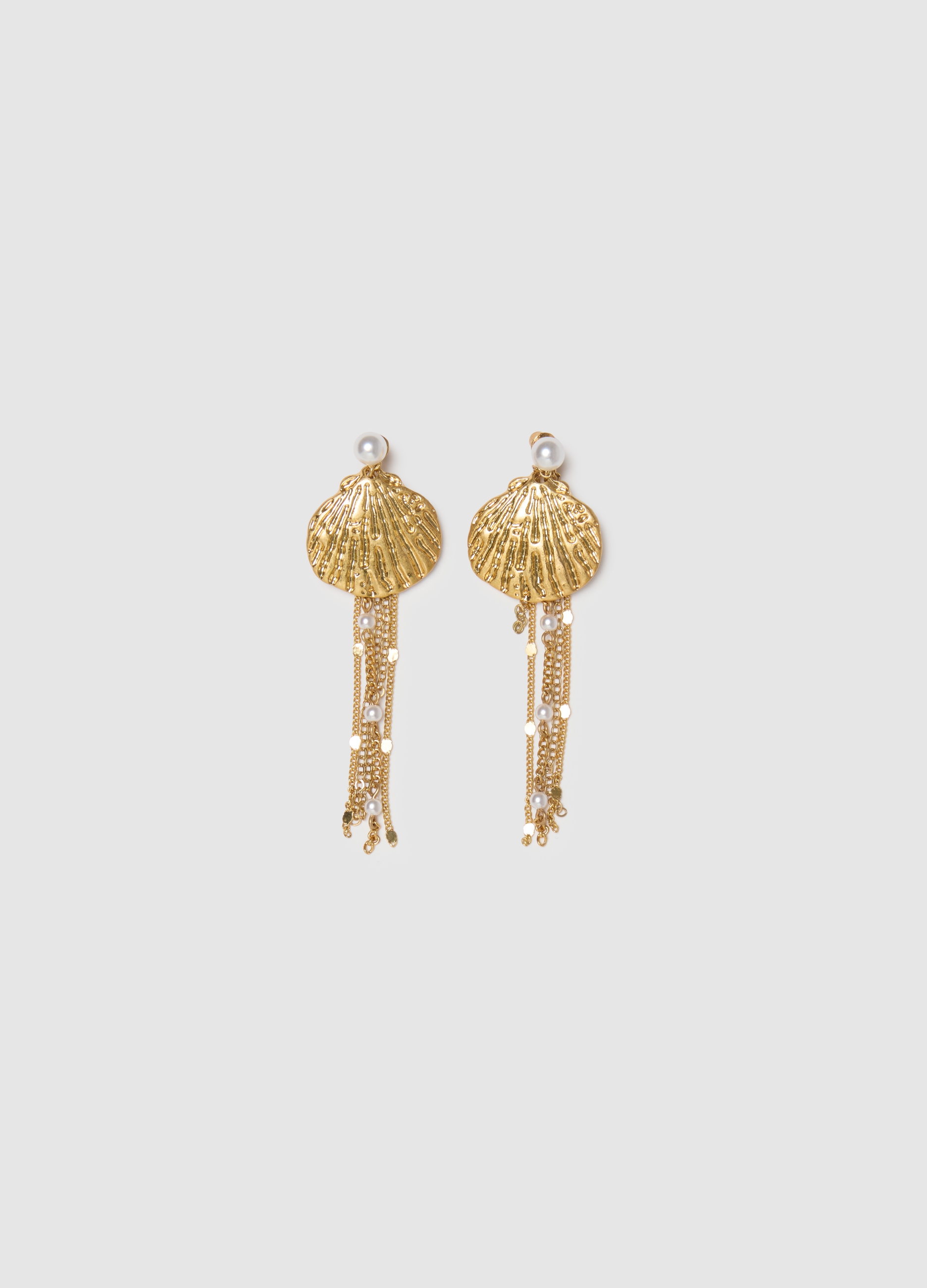 LES COPAINS, Pendientes Dorados En Forma De Concha Con Cadenas Colgantes, Mujer, Giallo Oro, Talla: FASUL