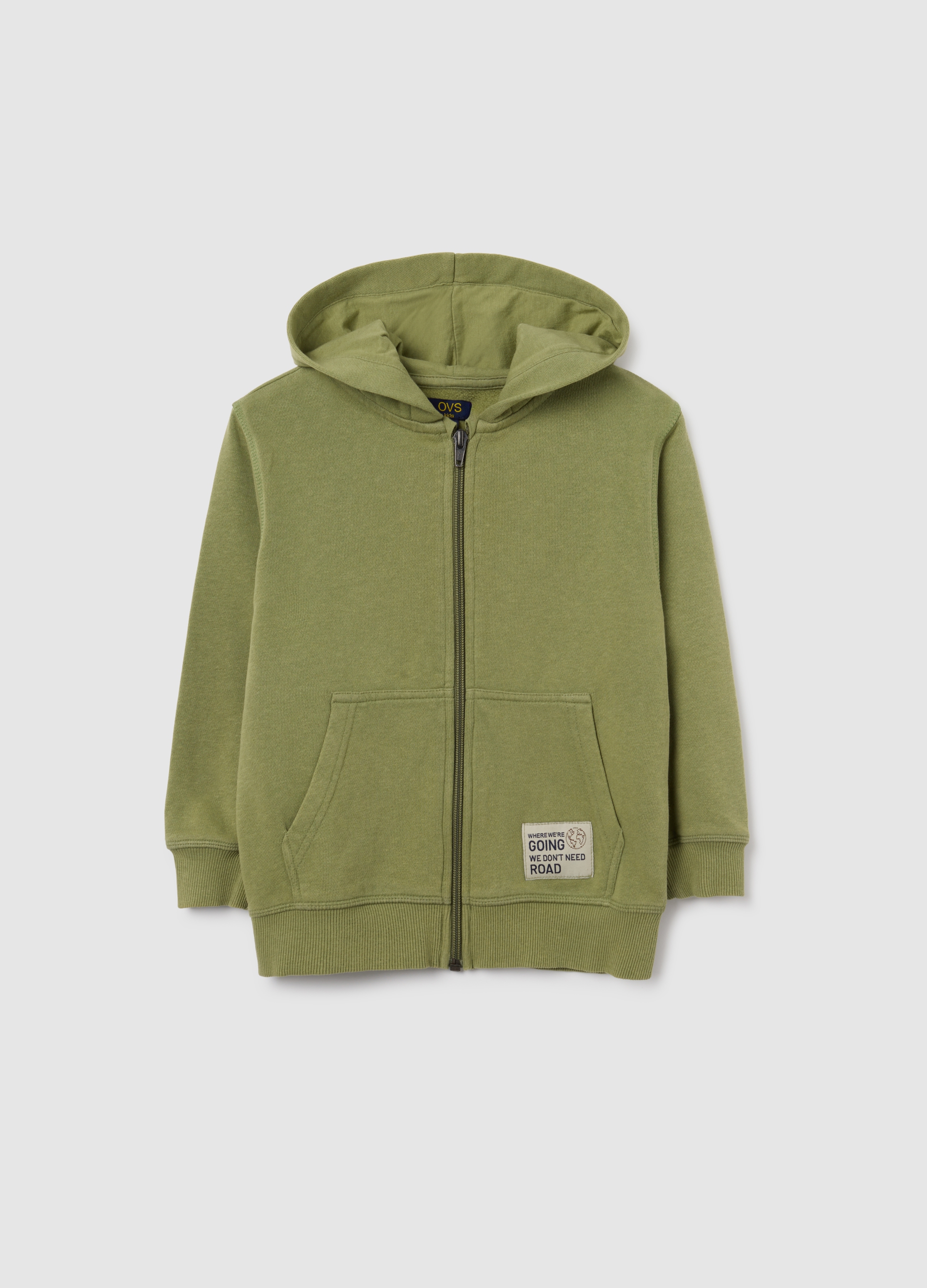 Felpa Con Cappuccio Verde Da Bambino In Puro Cotone Regular Fit, Niño, Verde oscuro, Talla: 6-7