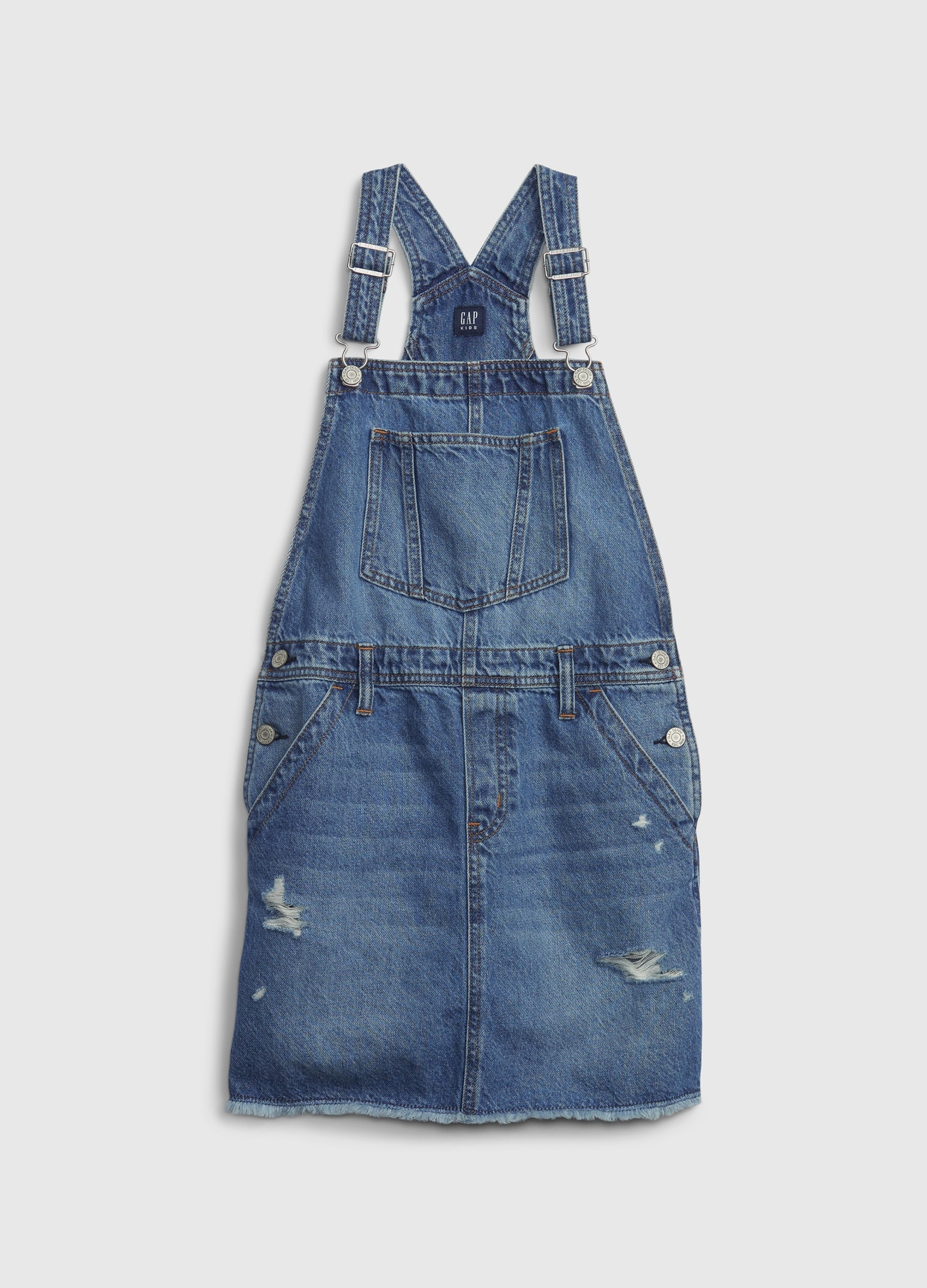 GAP KIDS, Gonna Salopette Corta In Denim, Bambina, Denim, Taglia: S/114-134