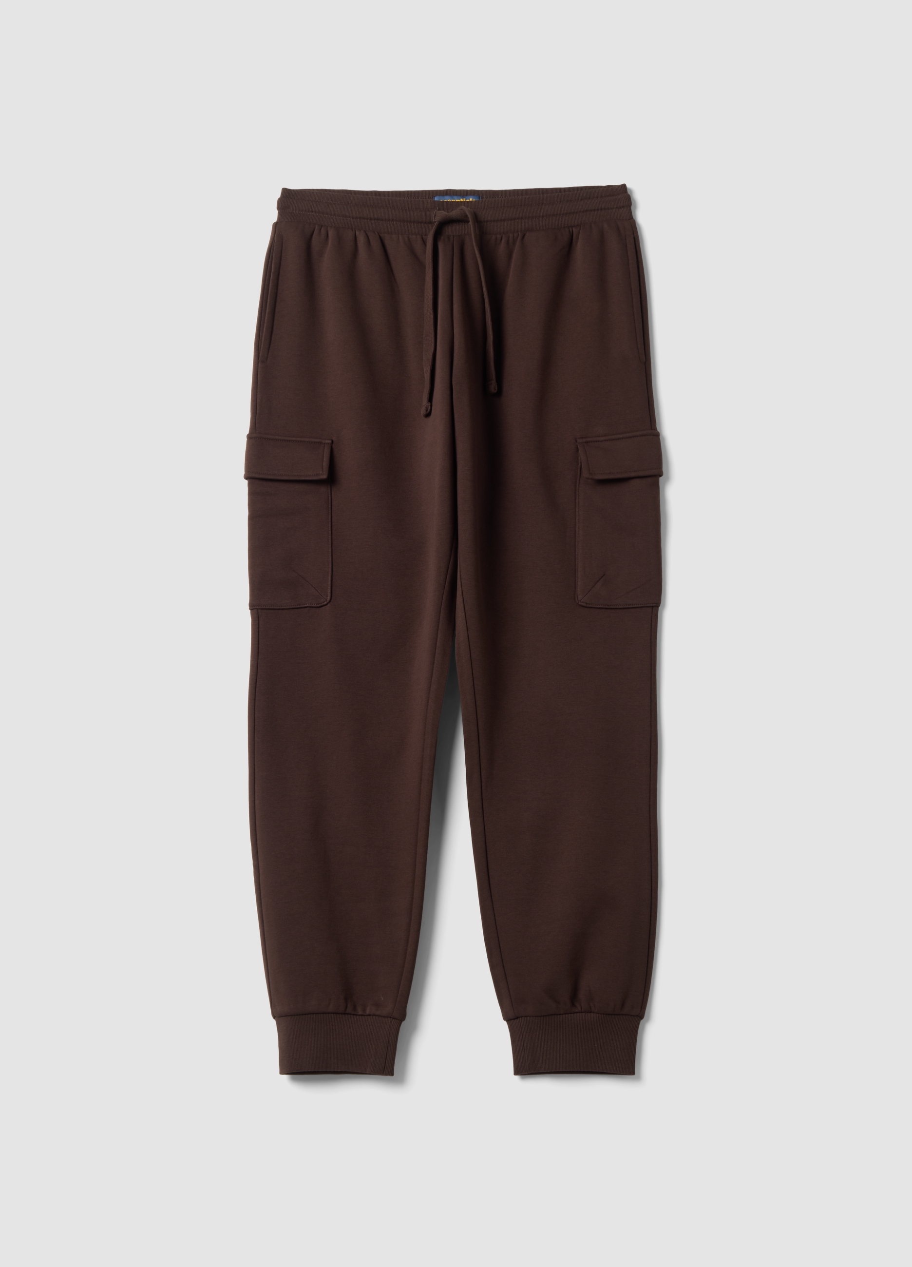 OVS, Pantaloni Jogger Cargo Marroni In Misto Cotone Con Coulisse Regular Fit, Uomo, Marrone, Taglia: L