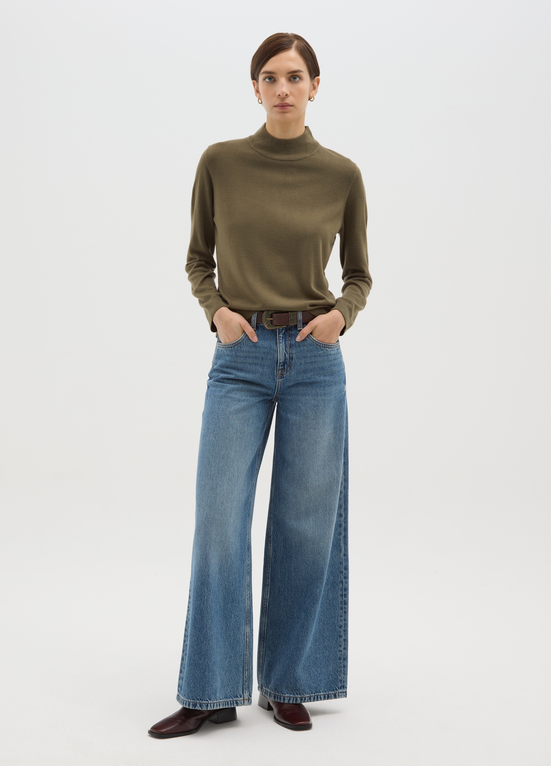 OVS, Pullover A Collo Alto Verde Regular Fit, Donna, Verde, Taglia: S