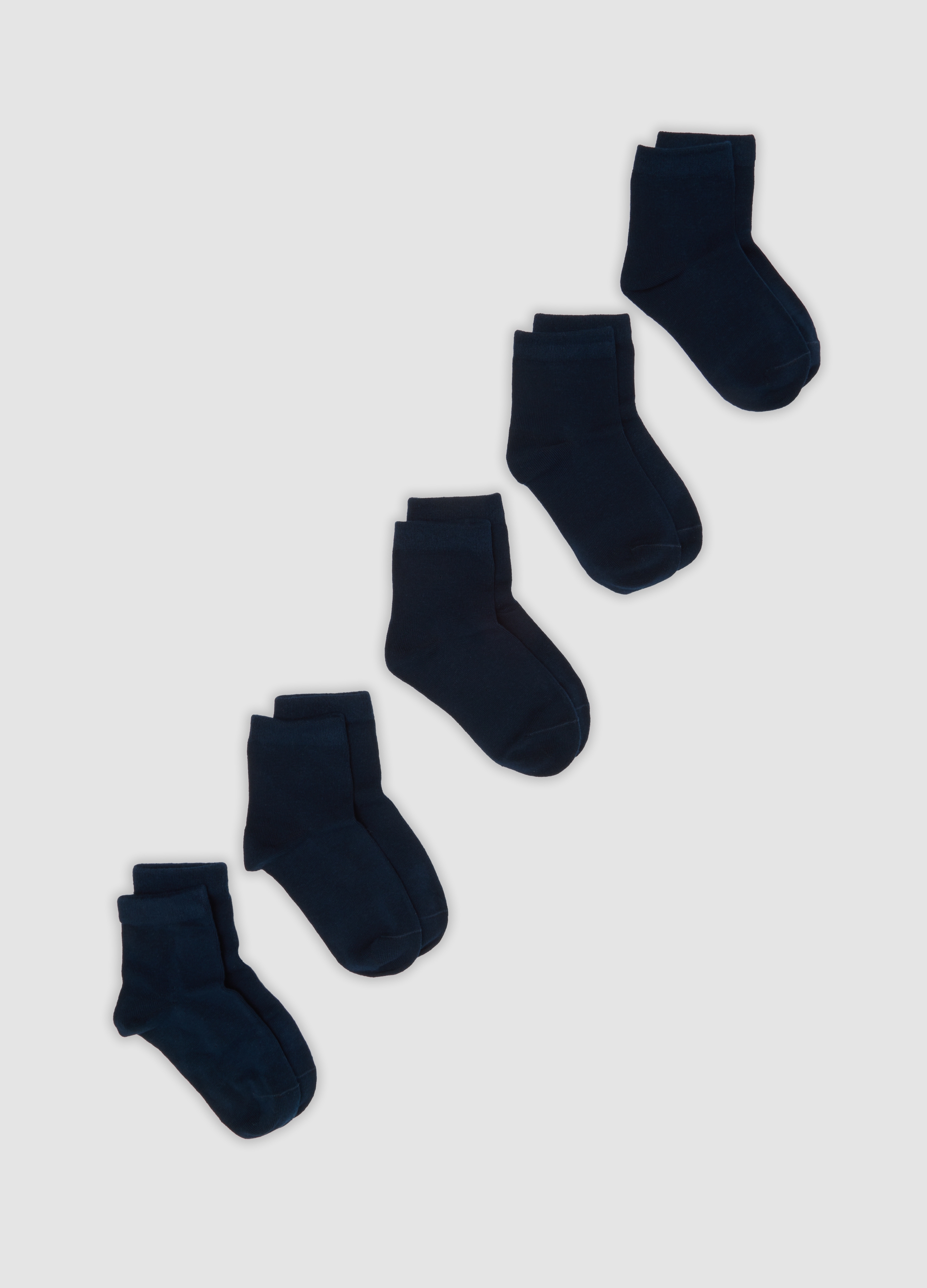 OVS KIDS, Multipack Di Cinque Calze Corte Blu In Cotone Organico Elasticizzato, Bambino, Blu, Taglia: 31/33