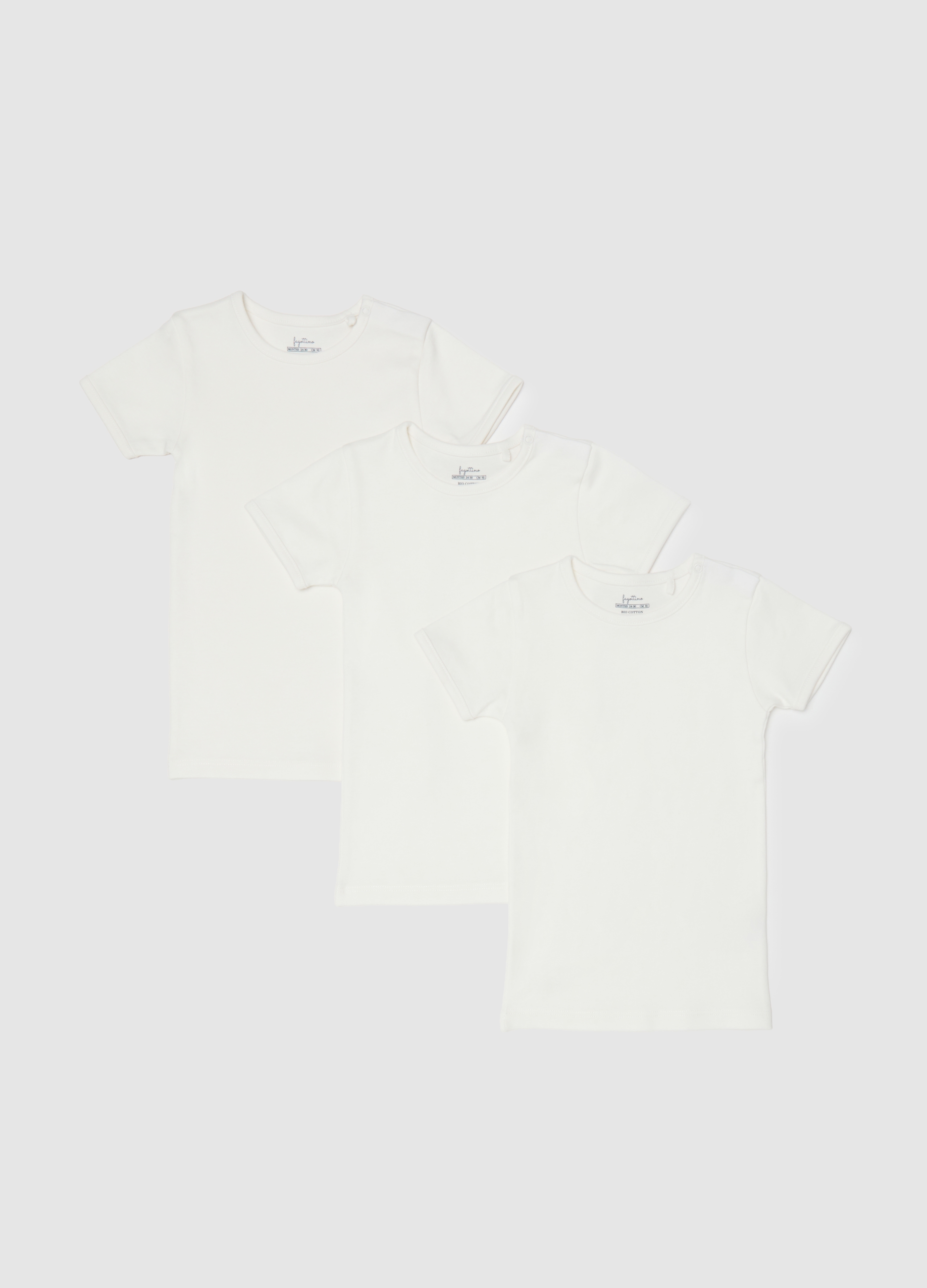 FAGOTTINO, Tripack T-shirt Da Neonato In Puro Cotone Bianche Regular Fit, Unisex, Bianco, Taglia: 24-30