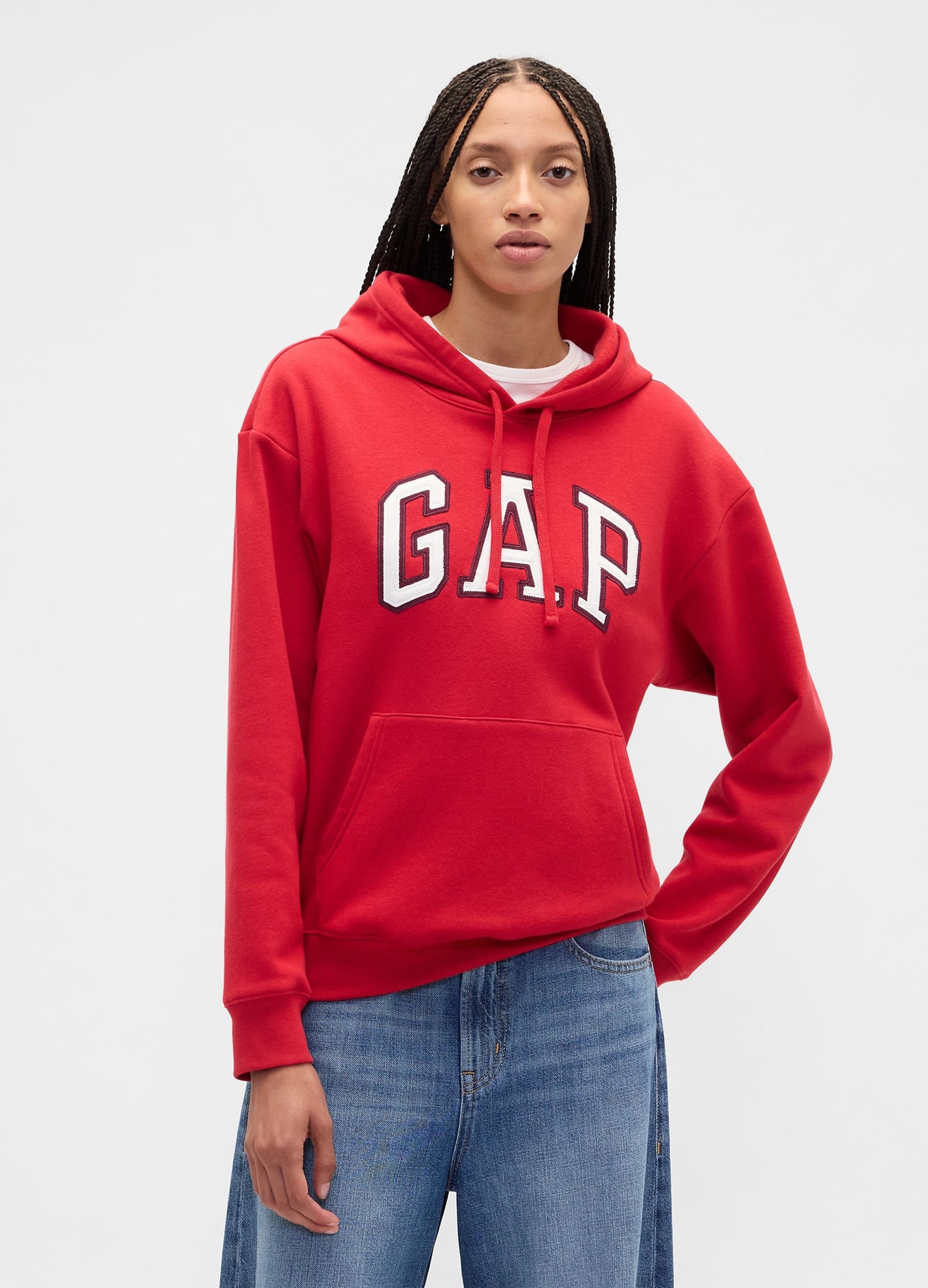 GAP, Felpa Con Cappuccio Ricamo Logo, Donna, Bianco, Taglia: XXS