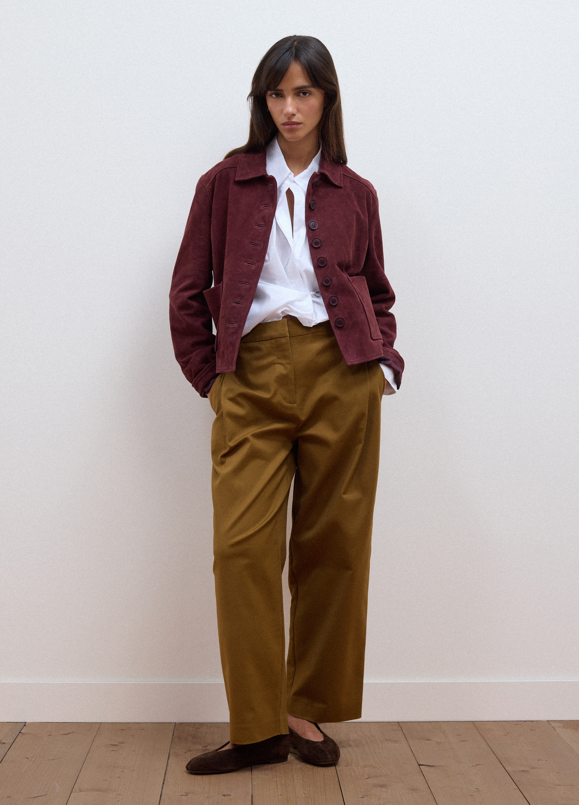 LES COPAINS, Pantaloni Formali Marroni In Cotone Elasticizzato Barrel Fit, Donna, Marrone, Taglia: 40