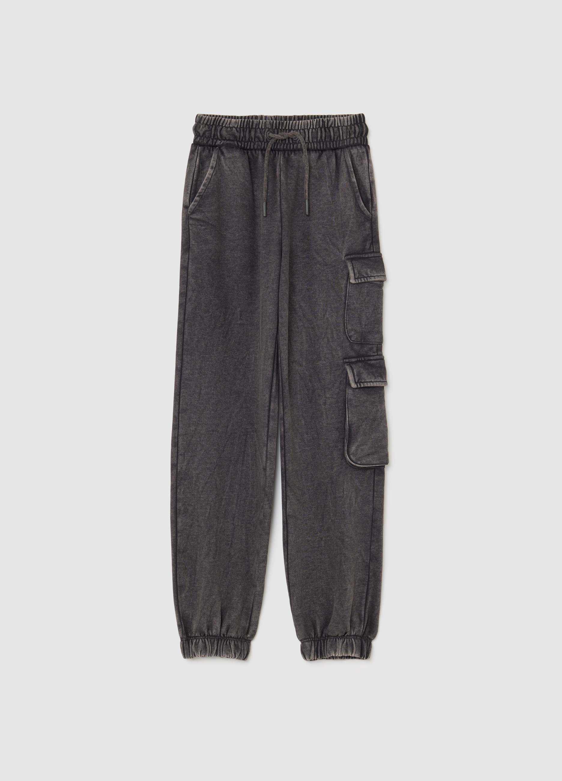OVS KIDS, Pantalones De Jogger Cargo Gris Para Niñas En Mezcla De Algodón De Ajuste Regular, Niña, Gris oscuro, Talla: 14-15