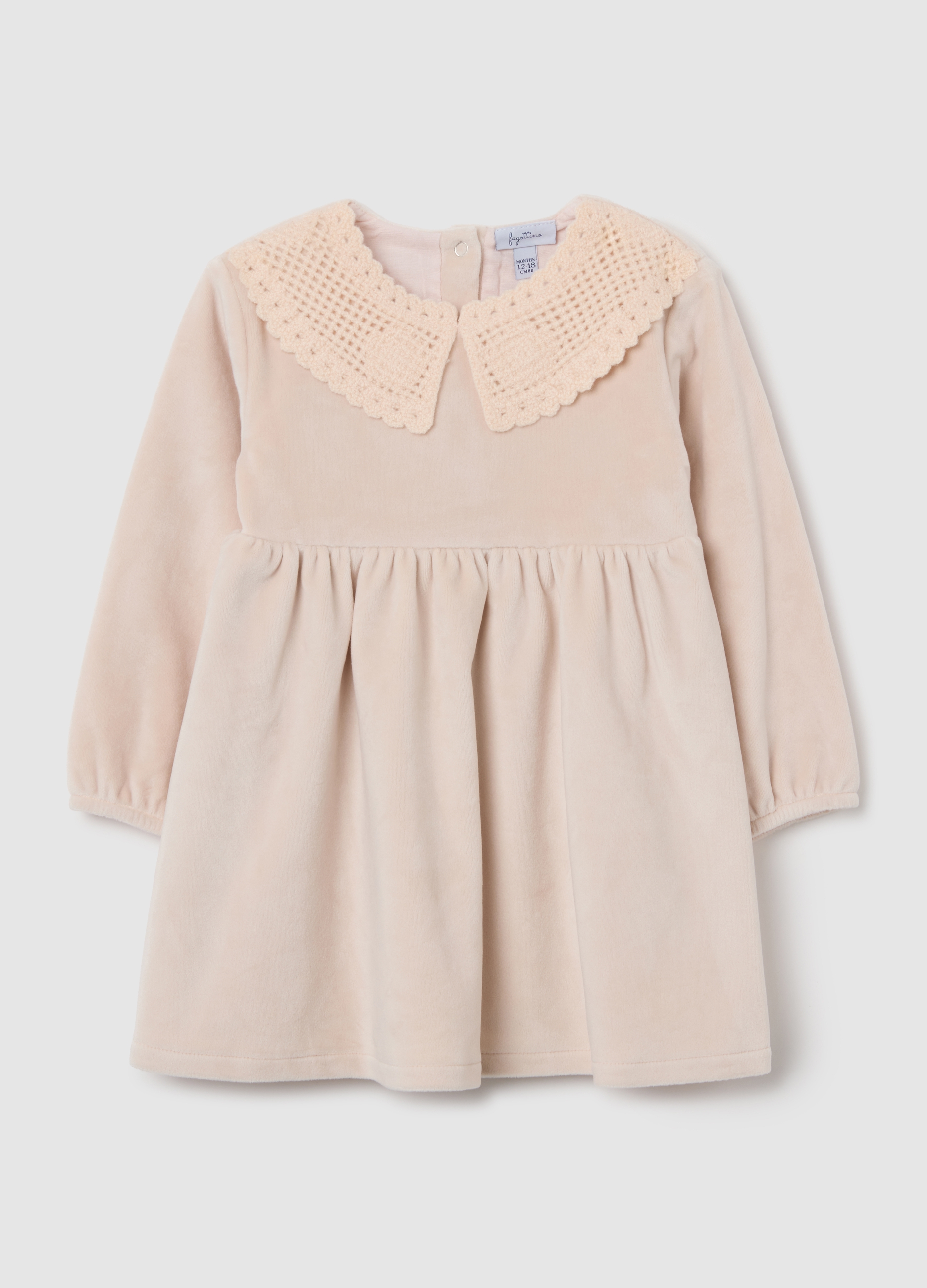 FAGOTTINO, Abito Da Bimba In Velour Beige Wide Fit, Bambina, Beige, Taglia: 18-24