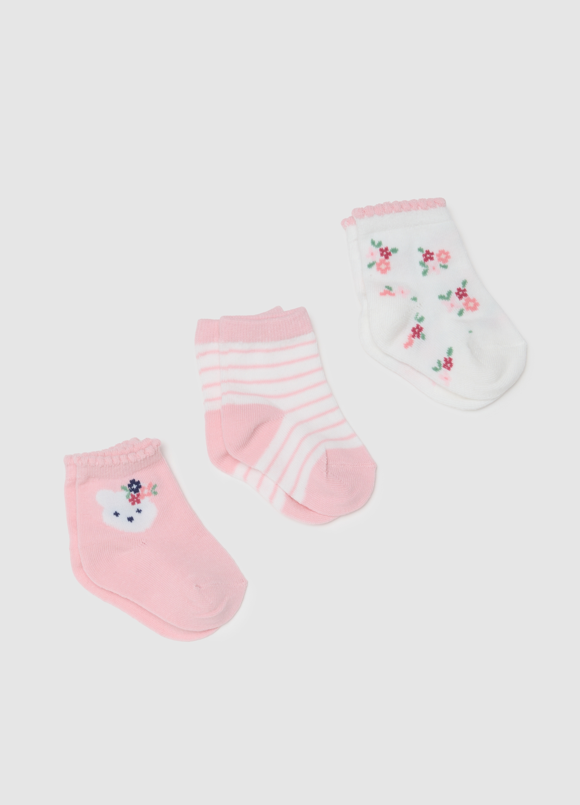 FAGOTTINO, Set Tripack Calzini Da Bambina In Cotone Multicolor Elasticizzati, Multicolor, Taglia: 6-12