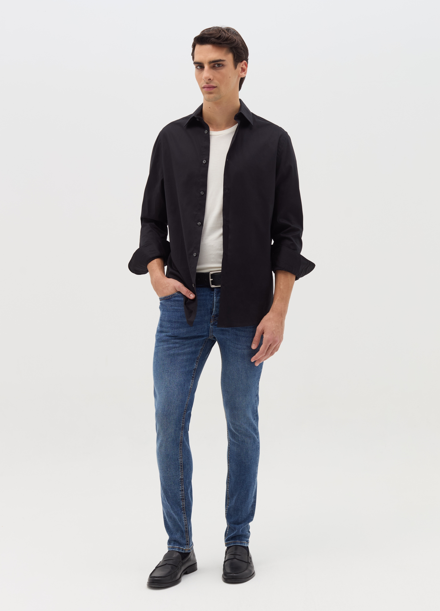 Vaqueros Skinny Fit Con Cinco Bolsillos, Hombre, Denim, Talla: 54