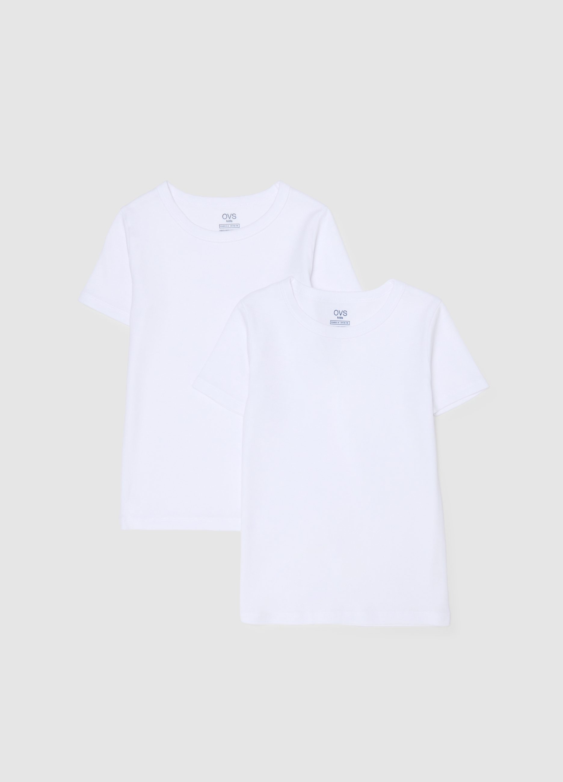 OVS KIDS, Bipack T-shirt Bianche Da Bambino In Puro Cotone Regular Fit, Unisex, Bianco, Taglia: 9-10