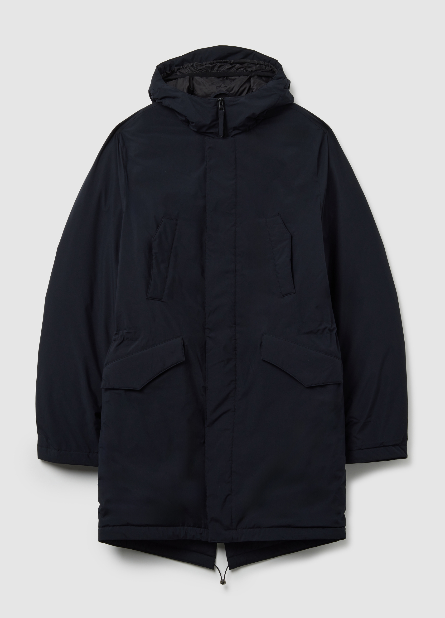 OVS, Parka Azul De Ajuste Regular Acolchada Con Capucha Y Cremallera, Hombre, Azul oscuro, Talla: S