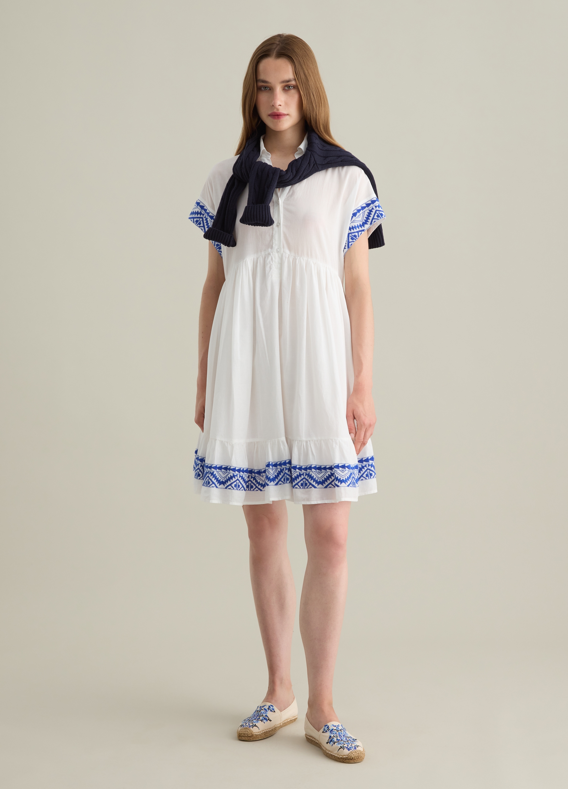 PIOMBO, Abito Da Donna In Puro Cotone Bianco Regular Fit, Multicolor, Taglia: XS/S