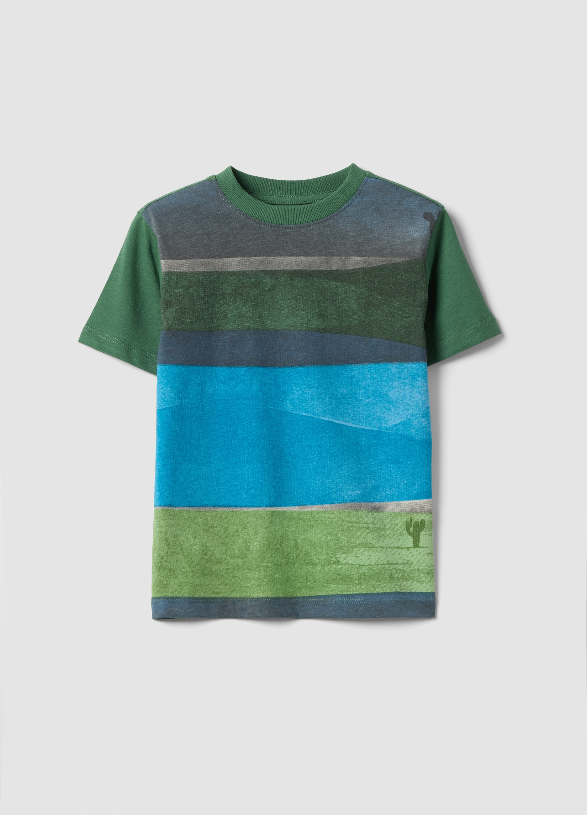 OVS KIDS, Camiseta De Algodón Puro A Rayas Multicolor Regular Fit Para Niño, Niño, Azul/verde, Talla: 9-10