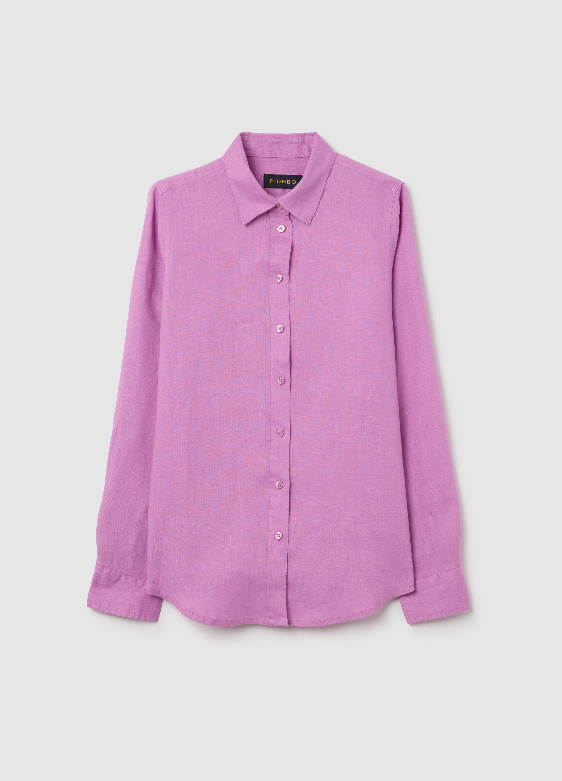 PIOMBO, Camicia Regular Fit In Lino Rosa, Donna, Rosa, Taglia: S