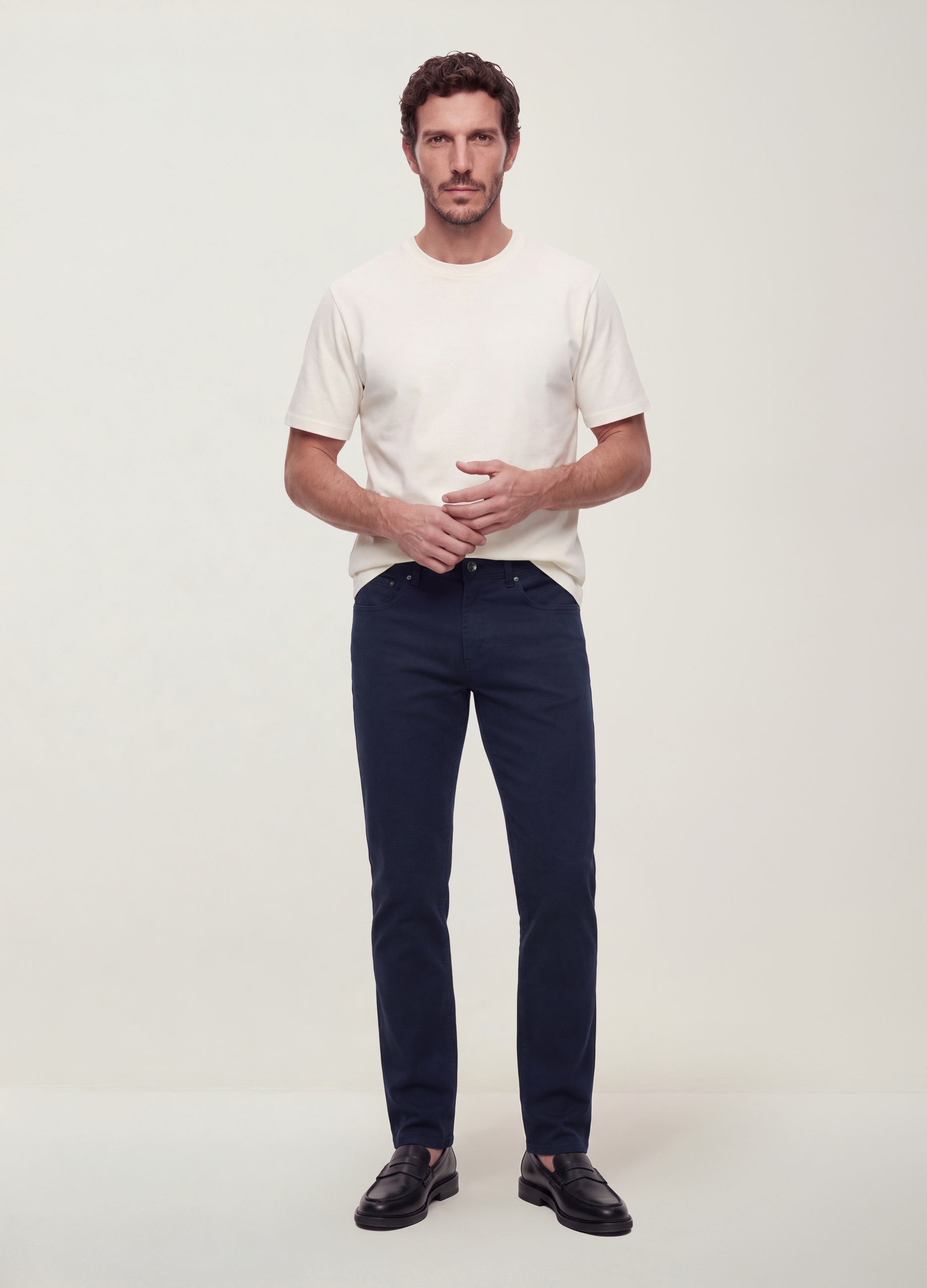 OVS, Pantaloni Verdi In Dobby Di Cotone Elasticizzato Slim Fit, Uomo, Blu, Taglia: 52