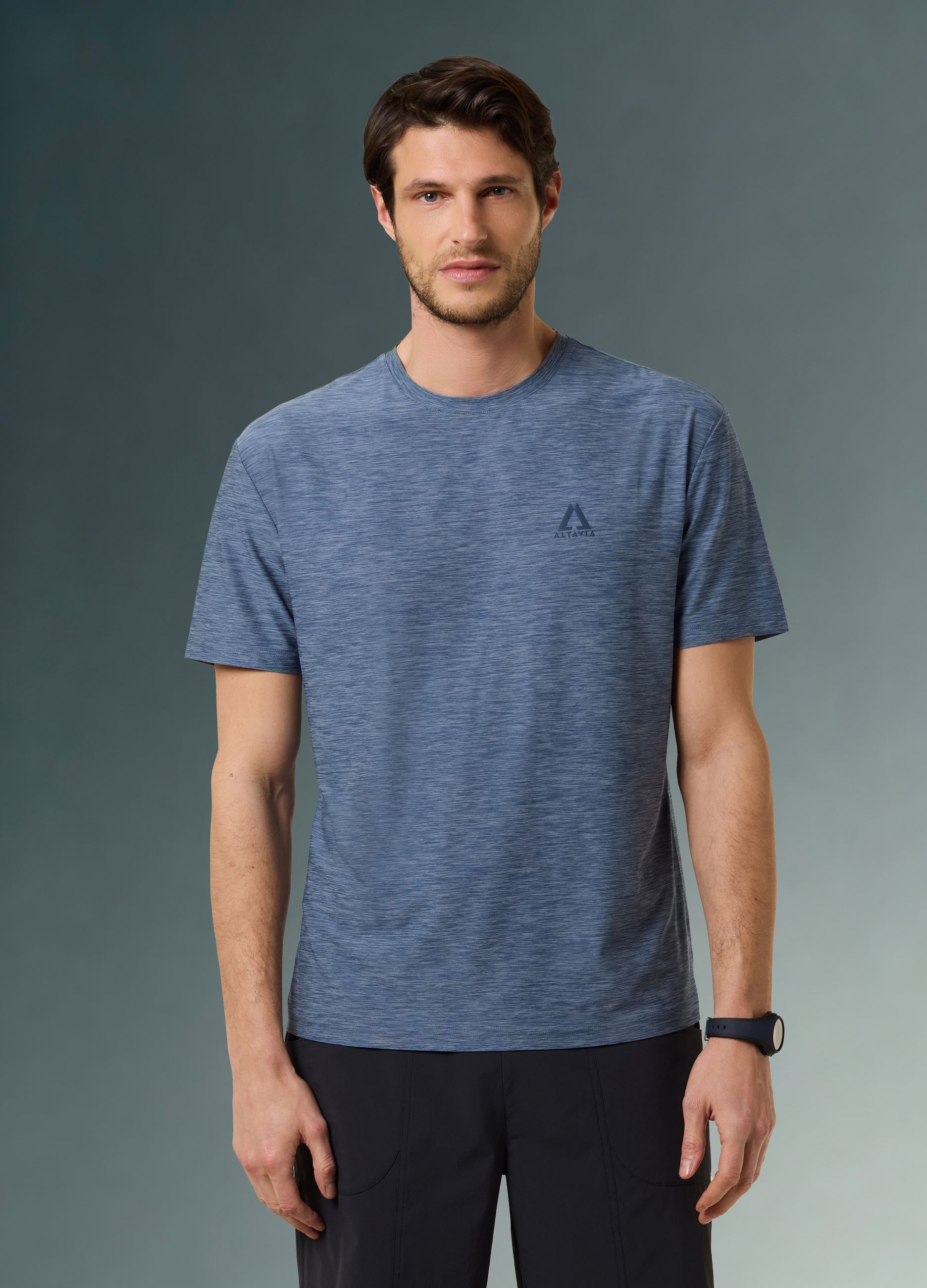 ALTAVIA, T-shirt Tecnica Altavia With Deborah Compagnoni, Hombre, Azul jaspeado, Talla: L