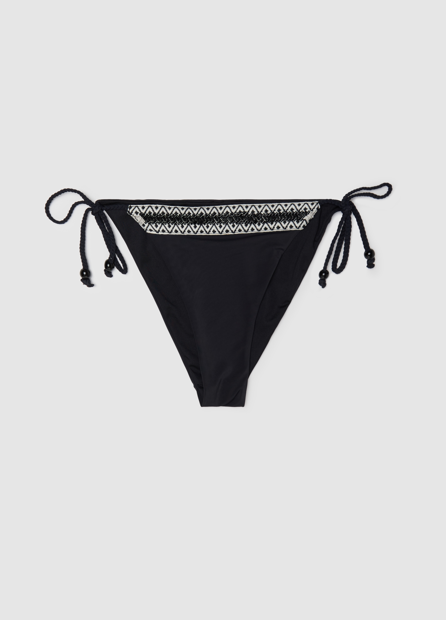 OVS , Slip Bikini Da Donna In Tessuto Elasticizzato Nero Con Laccetti, Nero, Taglia: 3
