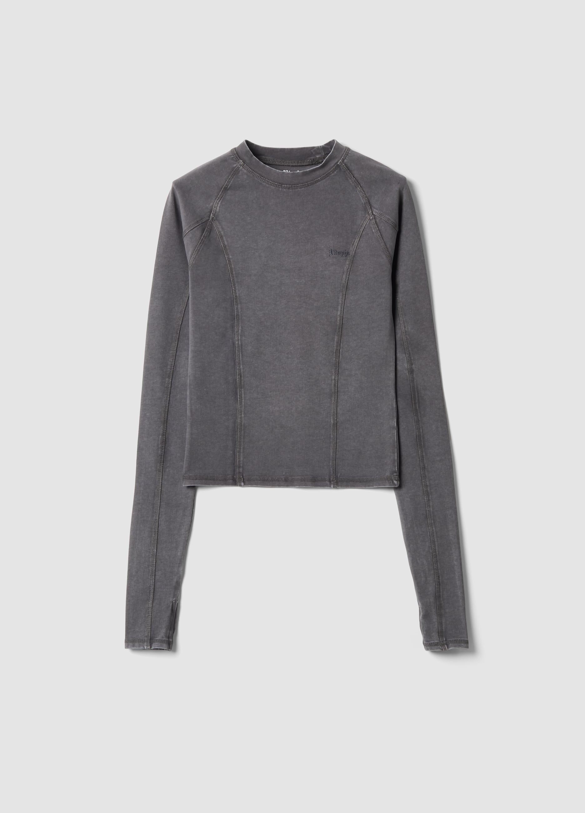 UTOPJA, Seamed Longsleeve Washed Grey, Donna, Grigio, Taglia: M
