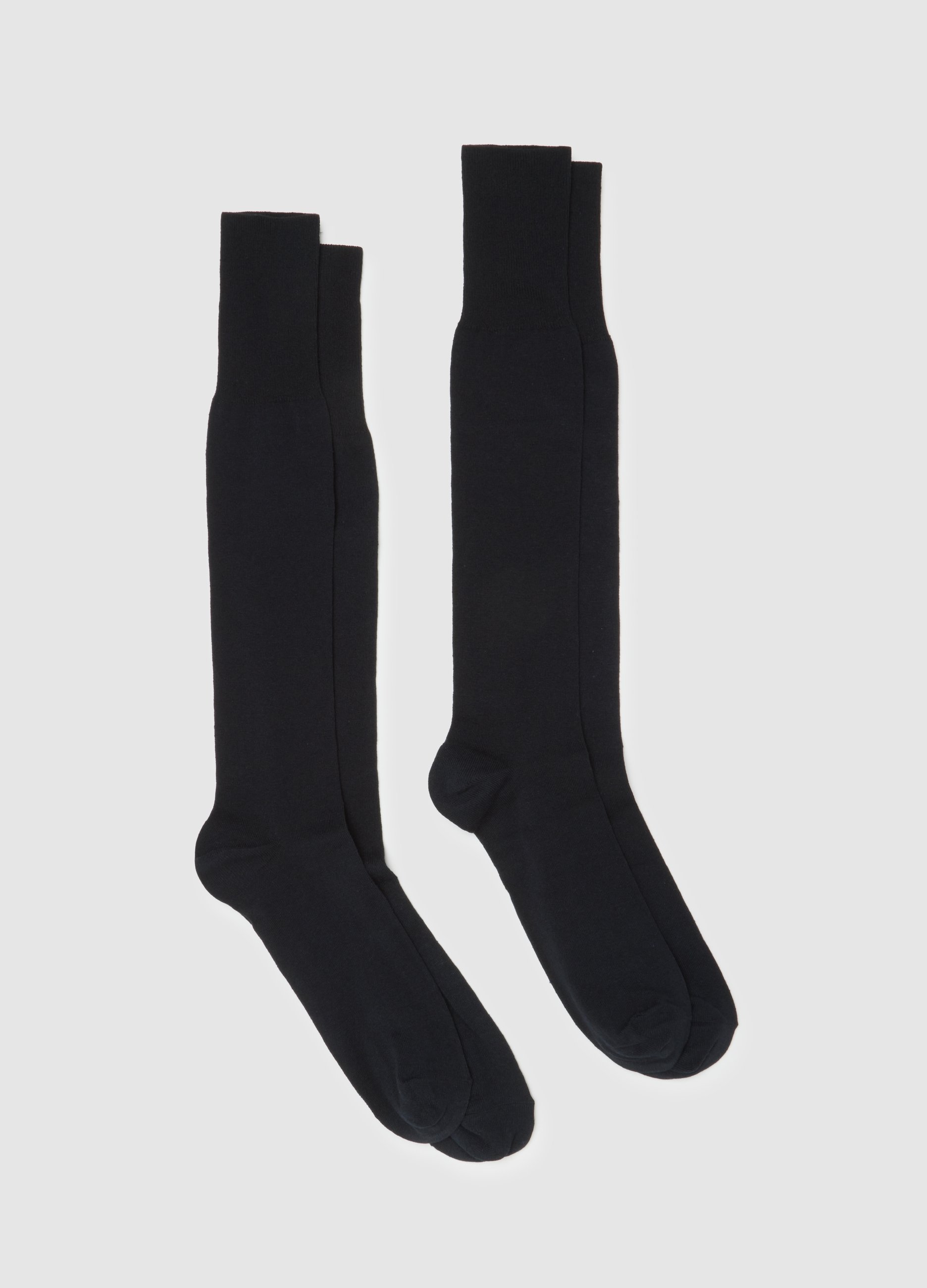 Doble Pack De Calcetines Largos Negros Para Hombre En Mezcla De Algodón, Hombre, Negro, Talla: 43/46