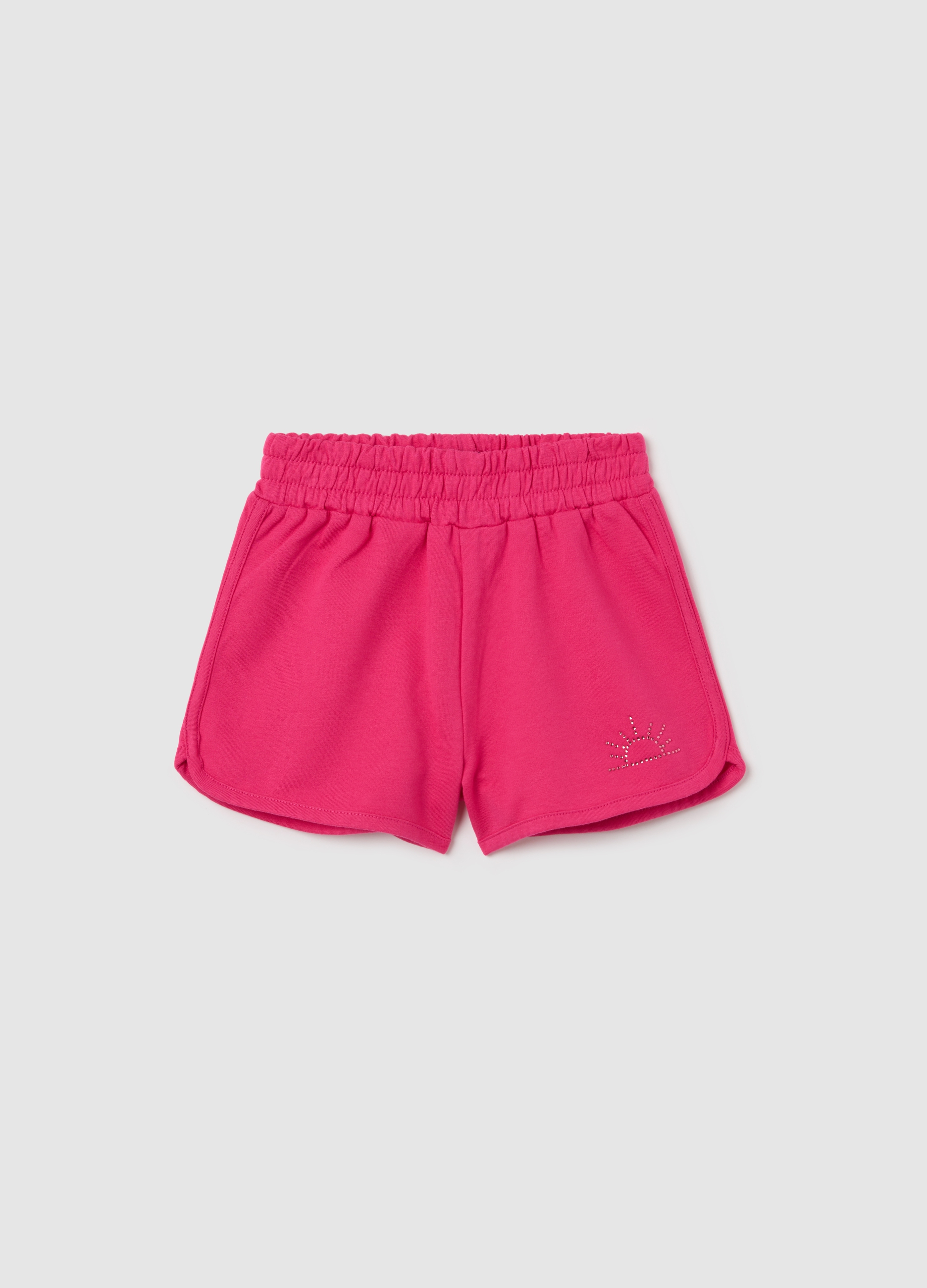 OVS, Short Da Bambina In Puro Cotone Rosa Regular Fit Con Strass, Rosa, Taglia: 9-10