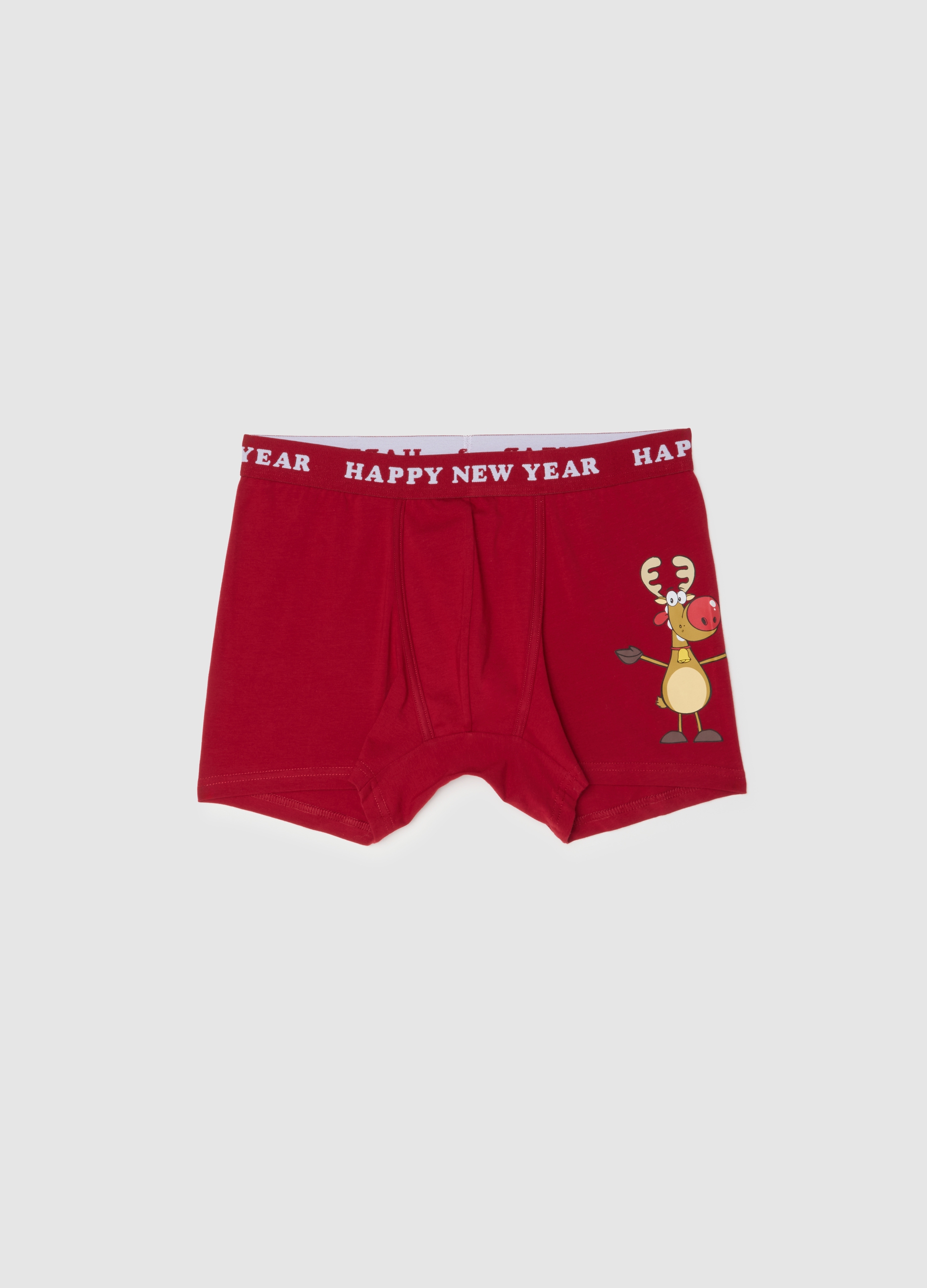 Bóxer Rojo Regular Fit De Algodón Elástico Con Estampado, Hombre, Rojo Langosta, Talla: XL