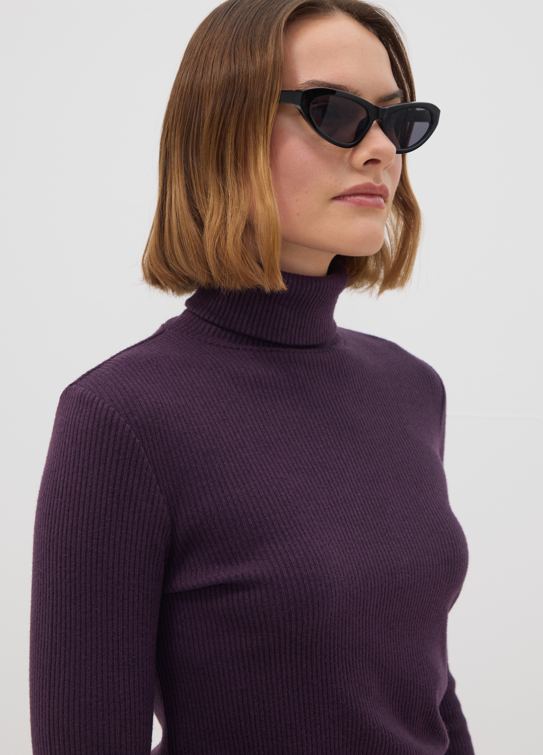 OVS, Maglia Viola In Misto Viscosa A Costine Con Girocollo, Donna, Viola, Taglia: M
