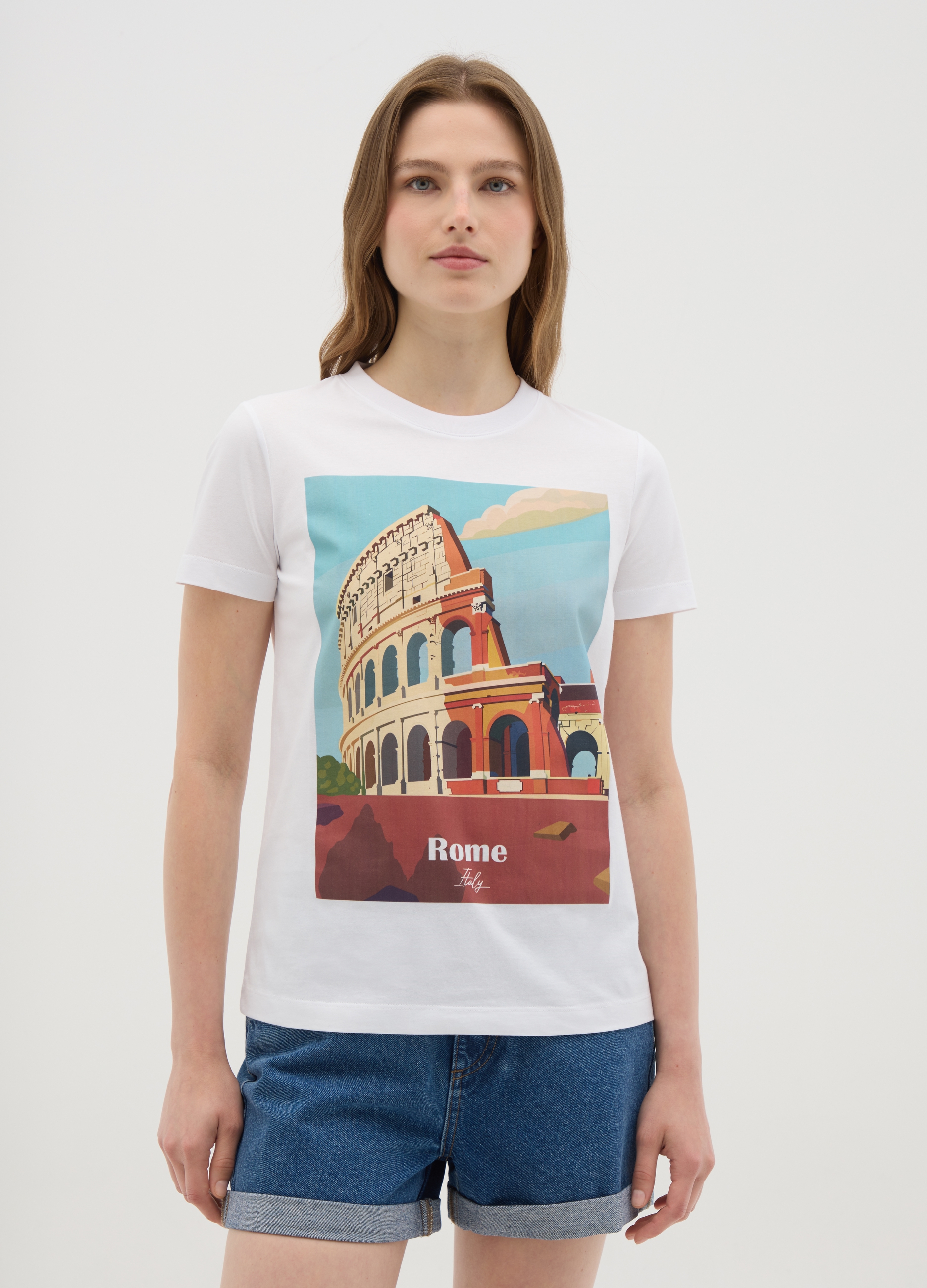 OVS , T-shirt Da Donna In Puro Cotone Bianca Regular Fit, Bianco, Taglia: XS