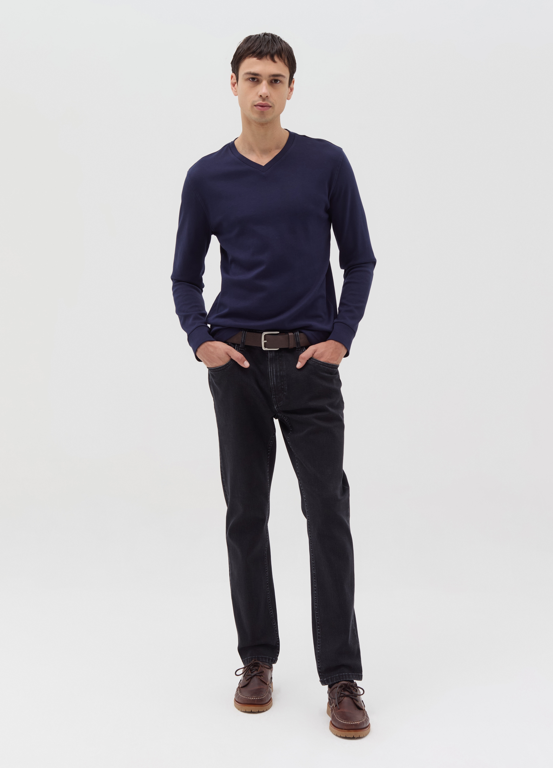 OVS, T-shirt A Maniche Lunghe Con Scollo A V, Uomo, Blu, Taglia: XL