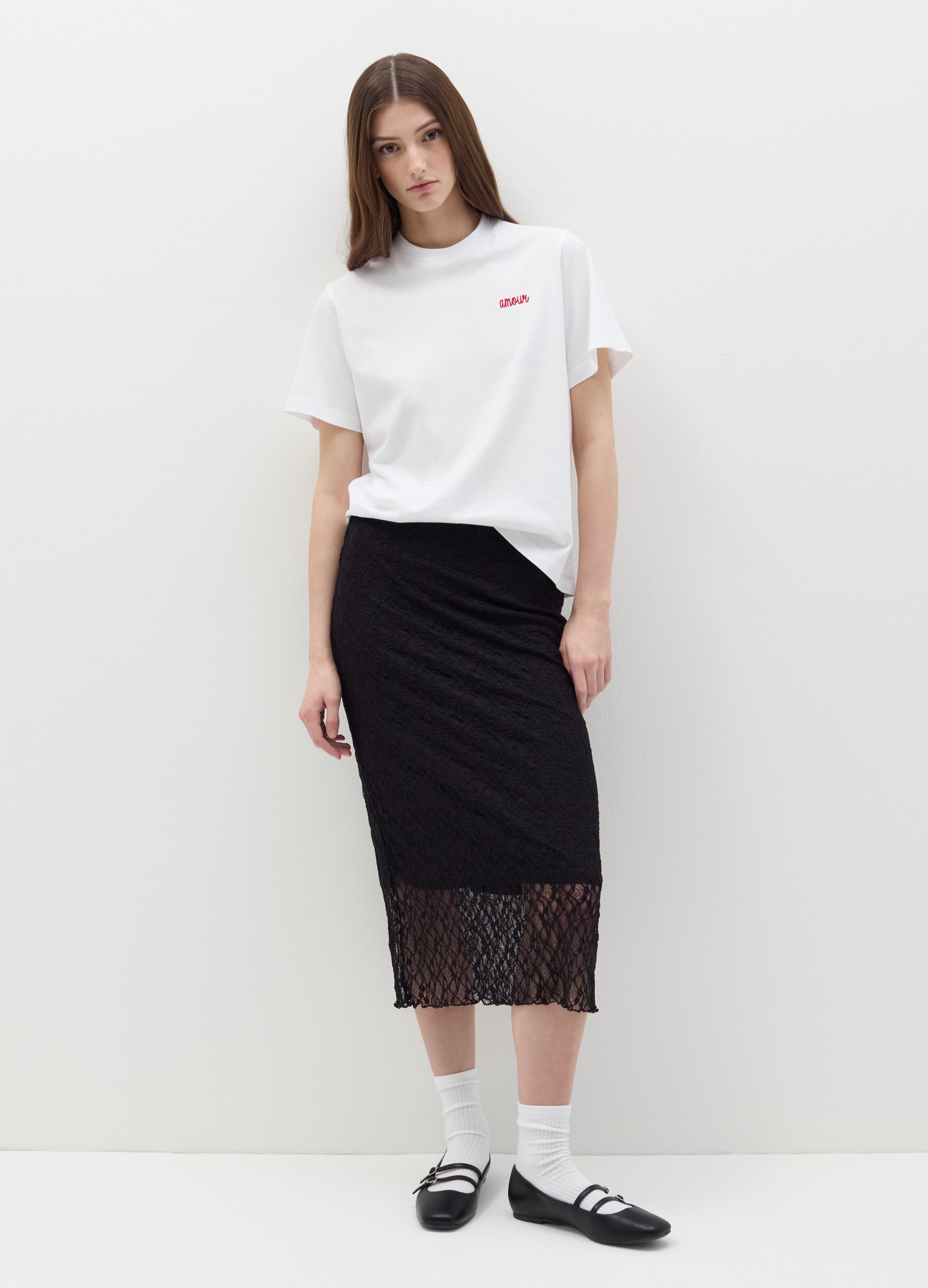 OVS, T-shirt In Cotone Con Ricamo, Donna, Bianco, Taglia: XXS