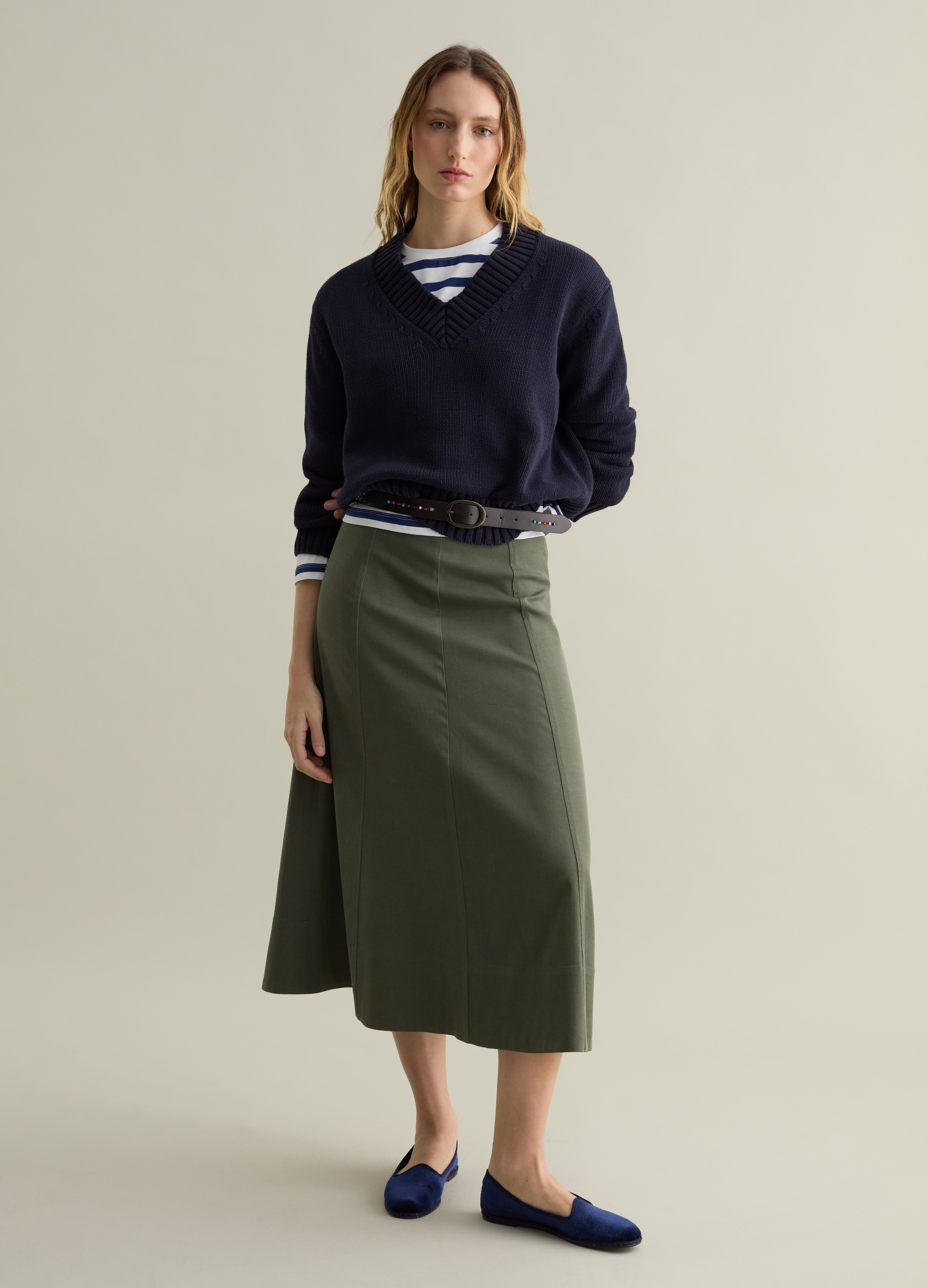 PIOMBO, Gonna Midi A Ruota, Donna, Verde, Taglia: 46