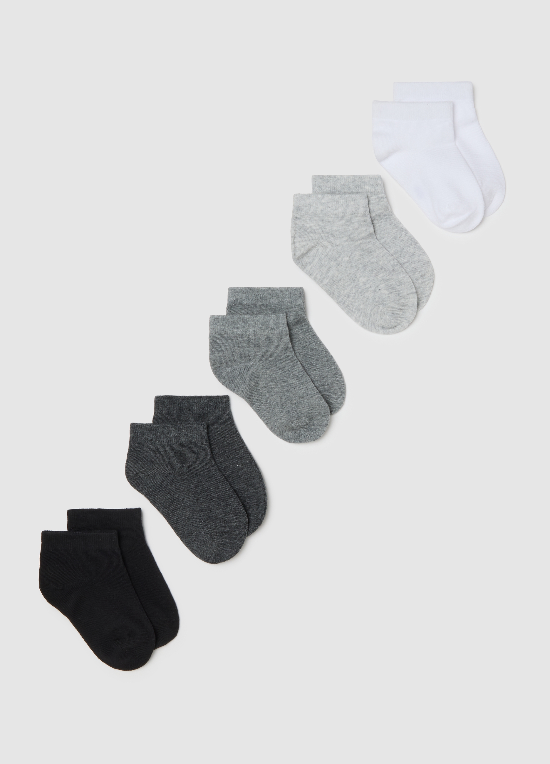 OVS KIDS, Multipack De Calcetines Cortos En Mezcla De Algodón Multicolor Para Niños Regular Fit, Niño, Negro/Blanco/Gris, Talla: 28/30