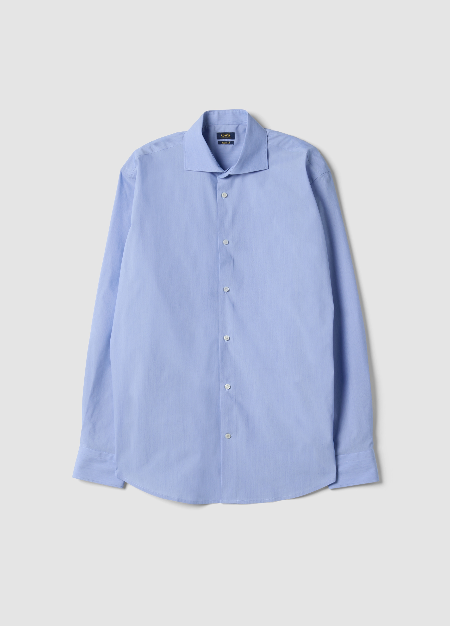 OVS, Camicia Azzurra In Misto Lyocell Con Collo Francese Easy Iron, Uomo, Azzurro, Taglia: 45