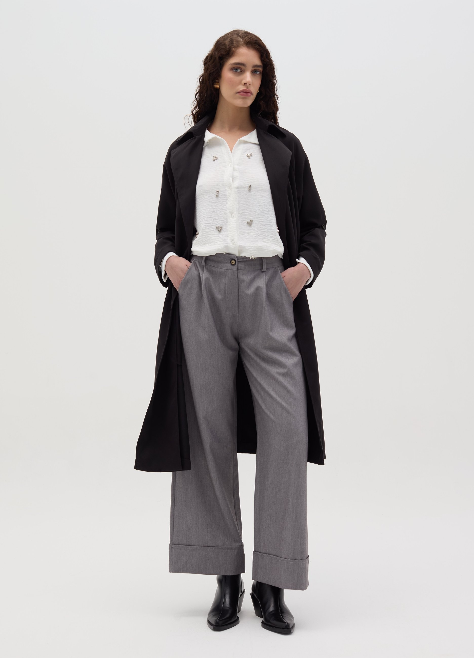 HYBRID, Pantalone A Gamba Larga, Donna, Grigio, Taglia: S
