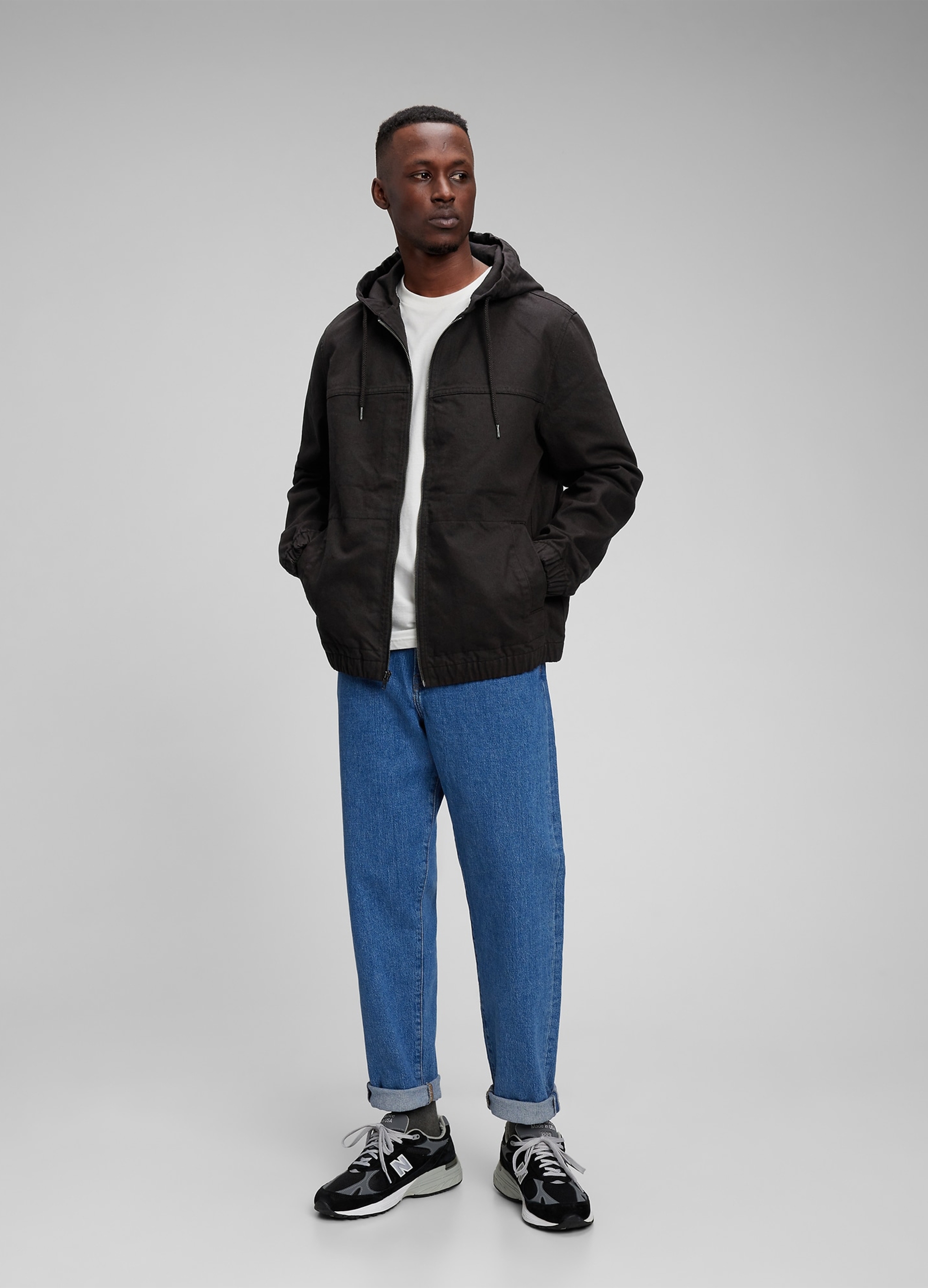 GAP, Giacca Full-zip Con Cappuccio, Uomo, Nero, Taglia: L