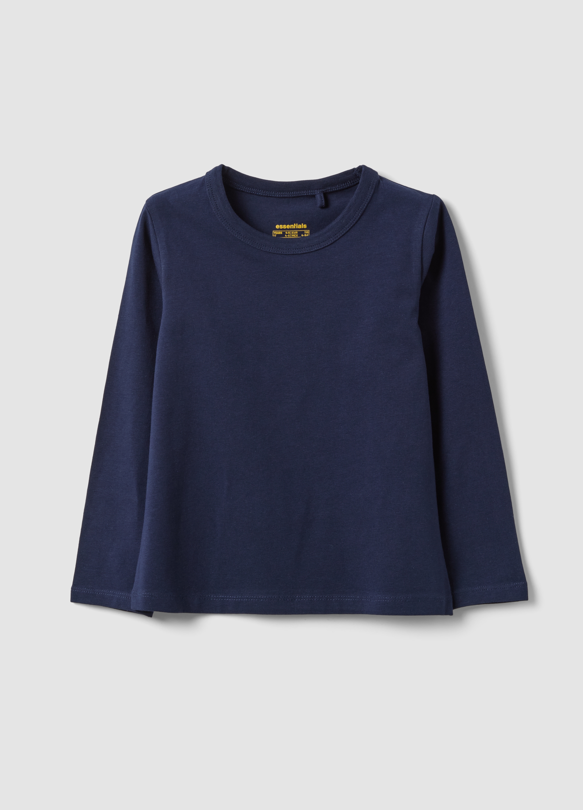OVS KIDS, T-shirt Blu A Maniche Lunghe In Cotone Elasticizzato, Bambina, Blu, Taglia: 6-7