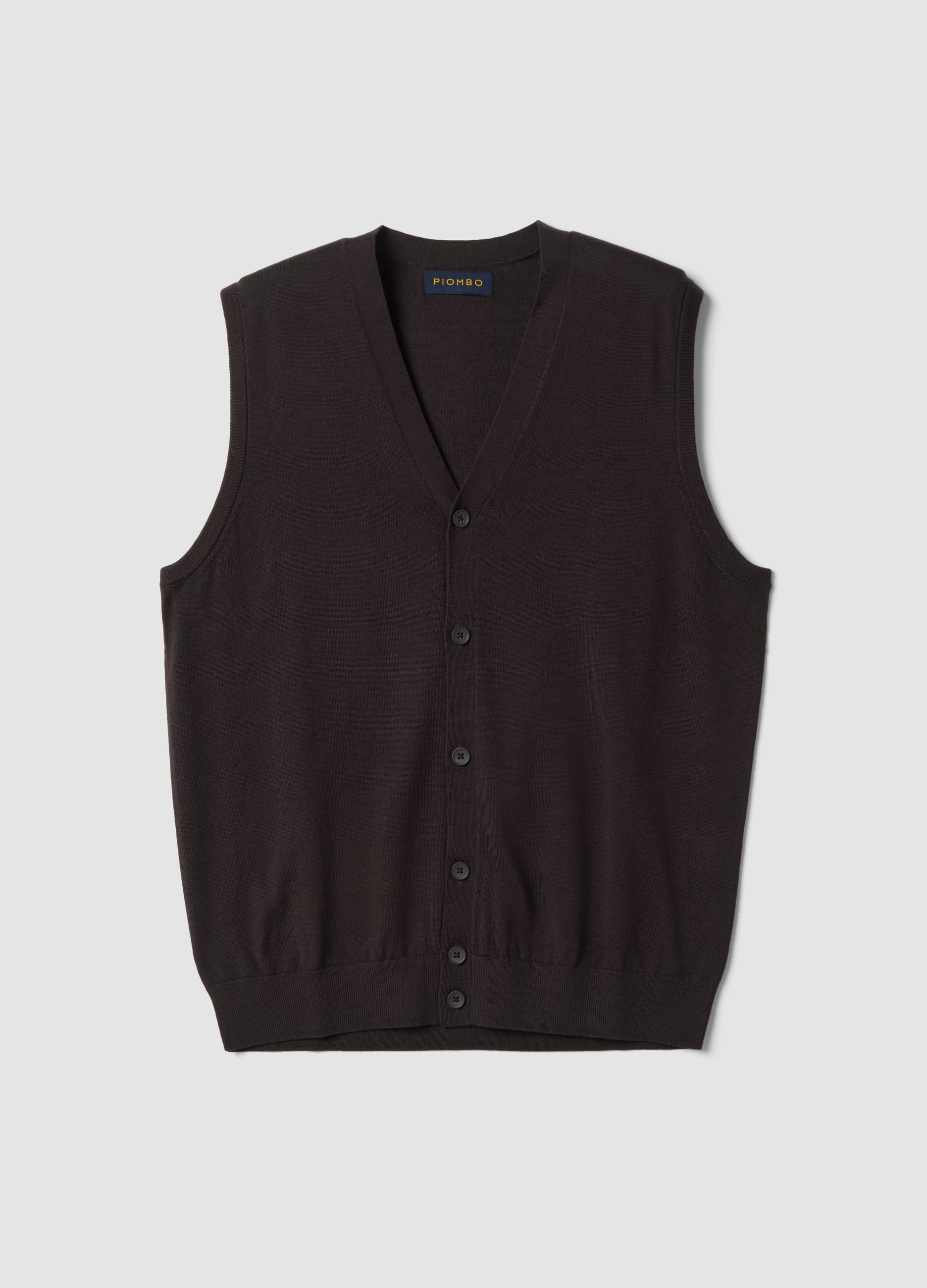 PIOMBO, Gilet Marrone Con Scollo A V In Pura Lana Merino, Uomo, Marrone, Taglia: XL