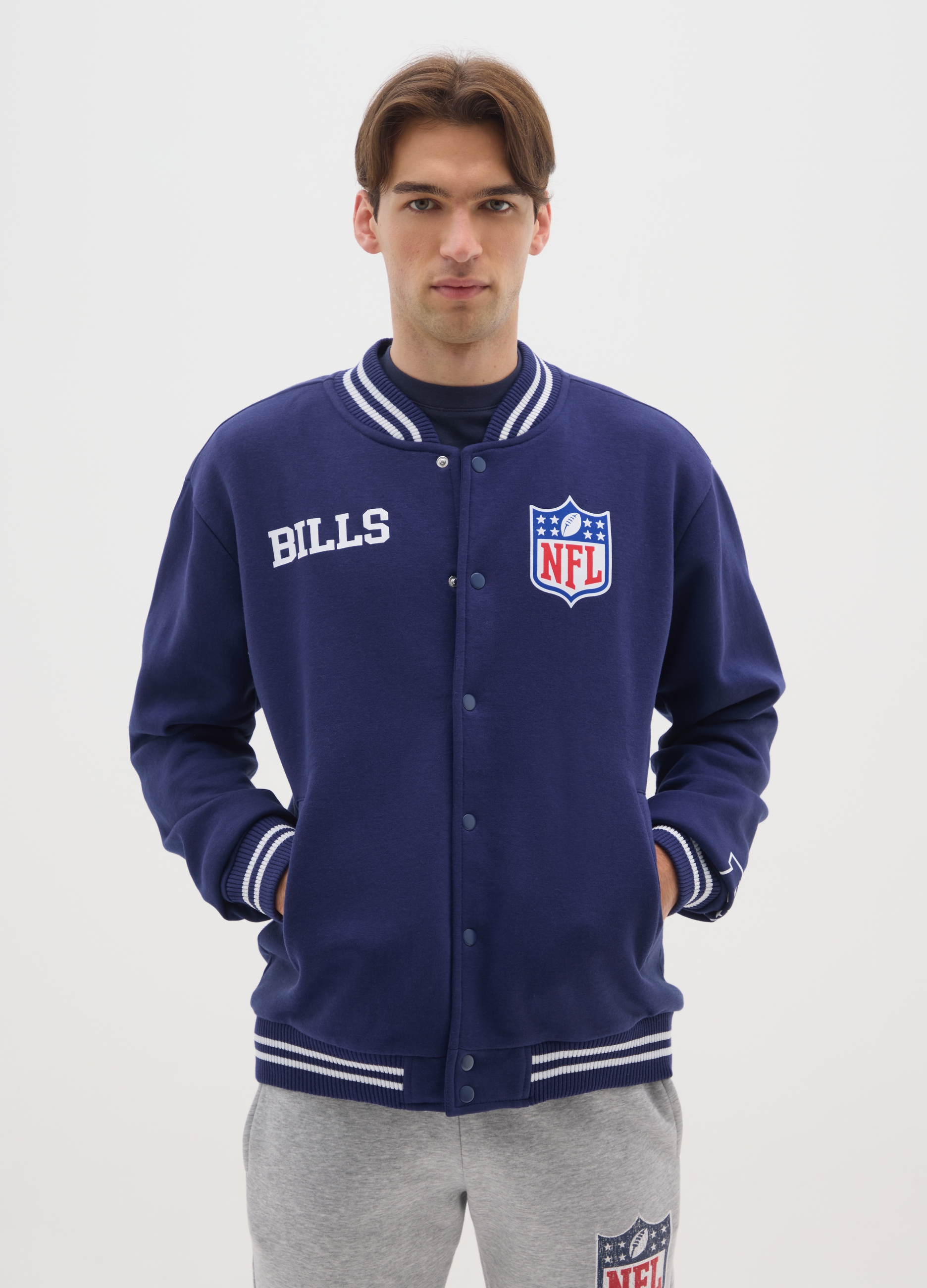 NFL, Giubbotto In Misto Cotone Blu Regular Fit, Uomo, Blu, Taglia: S