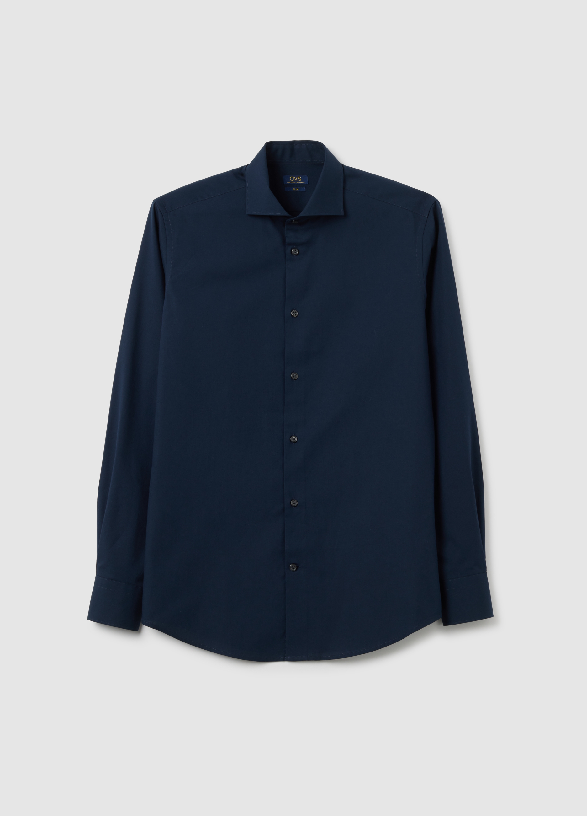 Camisa De Hombre Azul En Algodón Puro, Ajustada, Hombre, Azul océano, Talla: 41